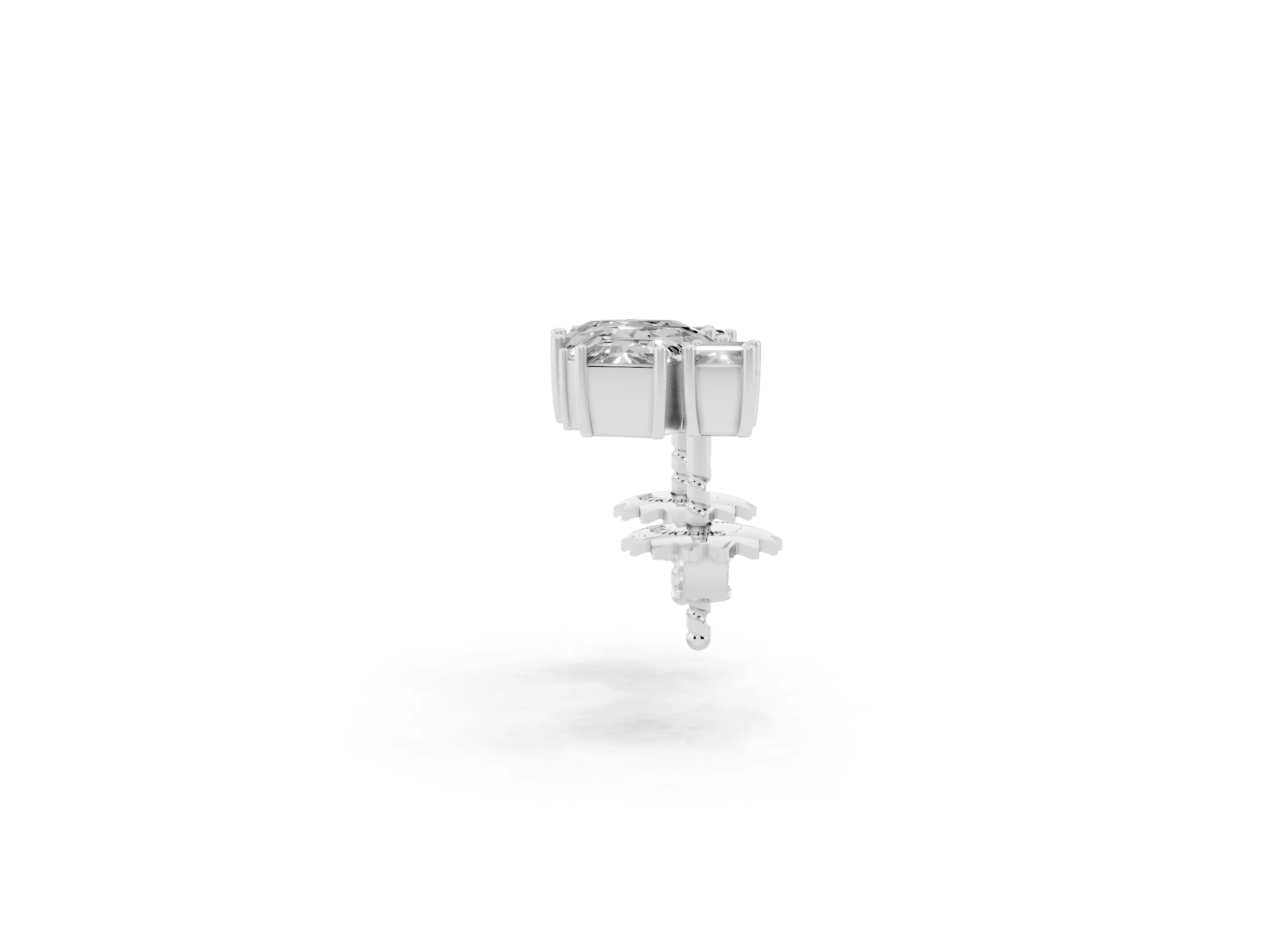 Princess Cut and Baguette Lab-Grown Diamond Mosaic Studs | On-Point Princess | Platinum