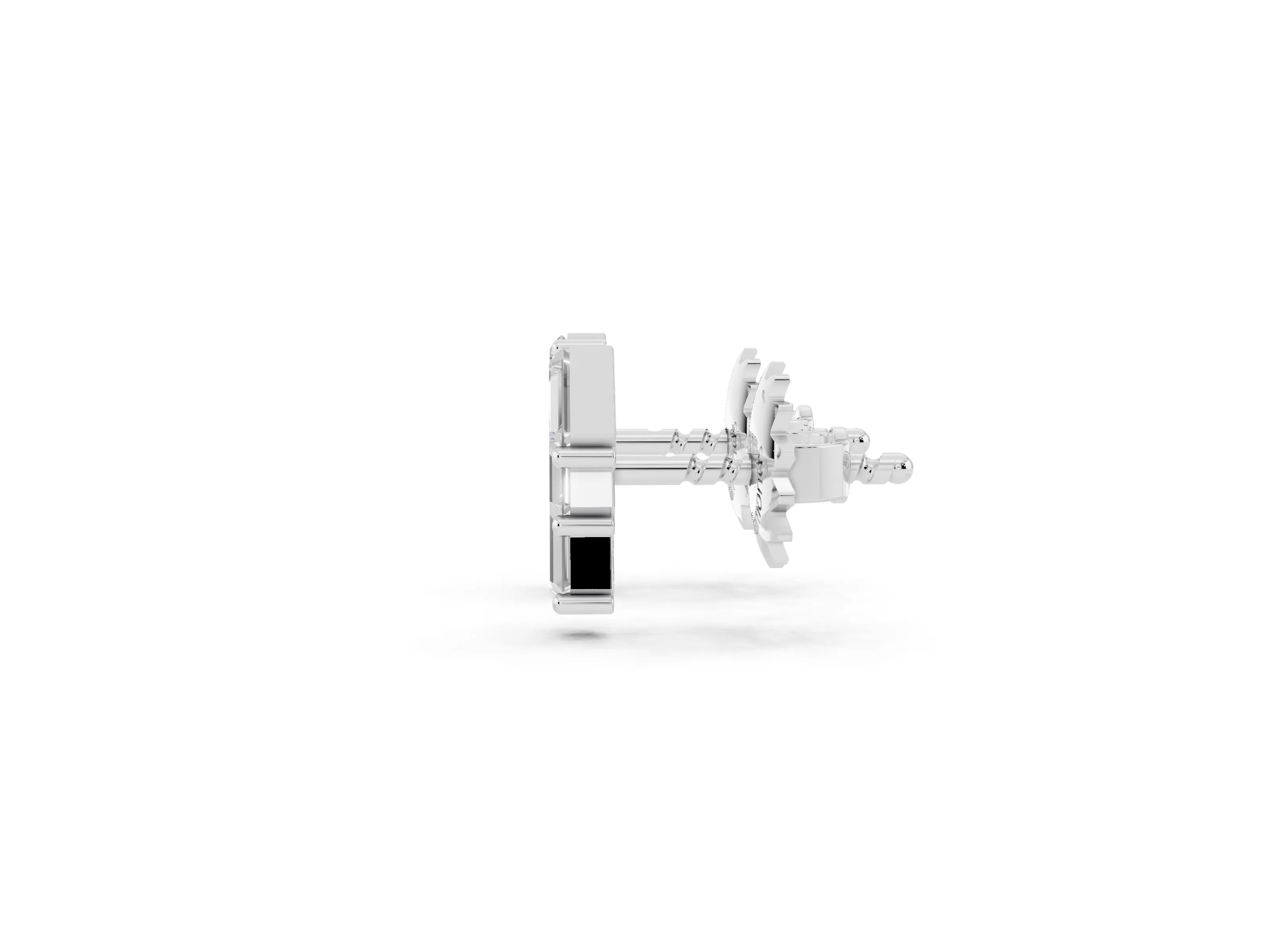Baguette Lab-Grown Diamond Staggered Three Stone Stud Earrings | Diagonal Cascade | Sterling Silver