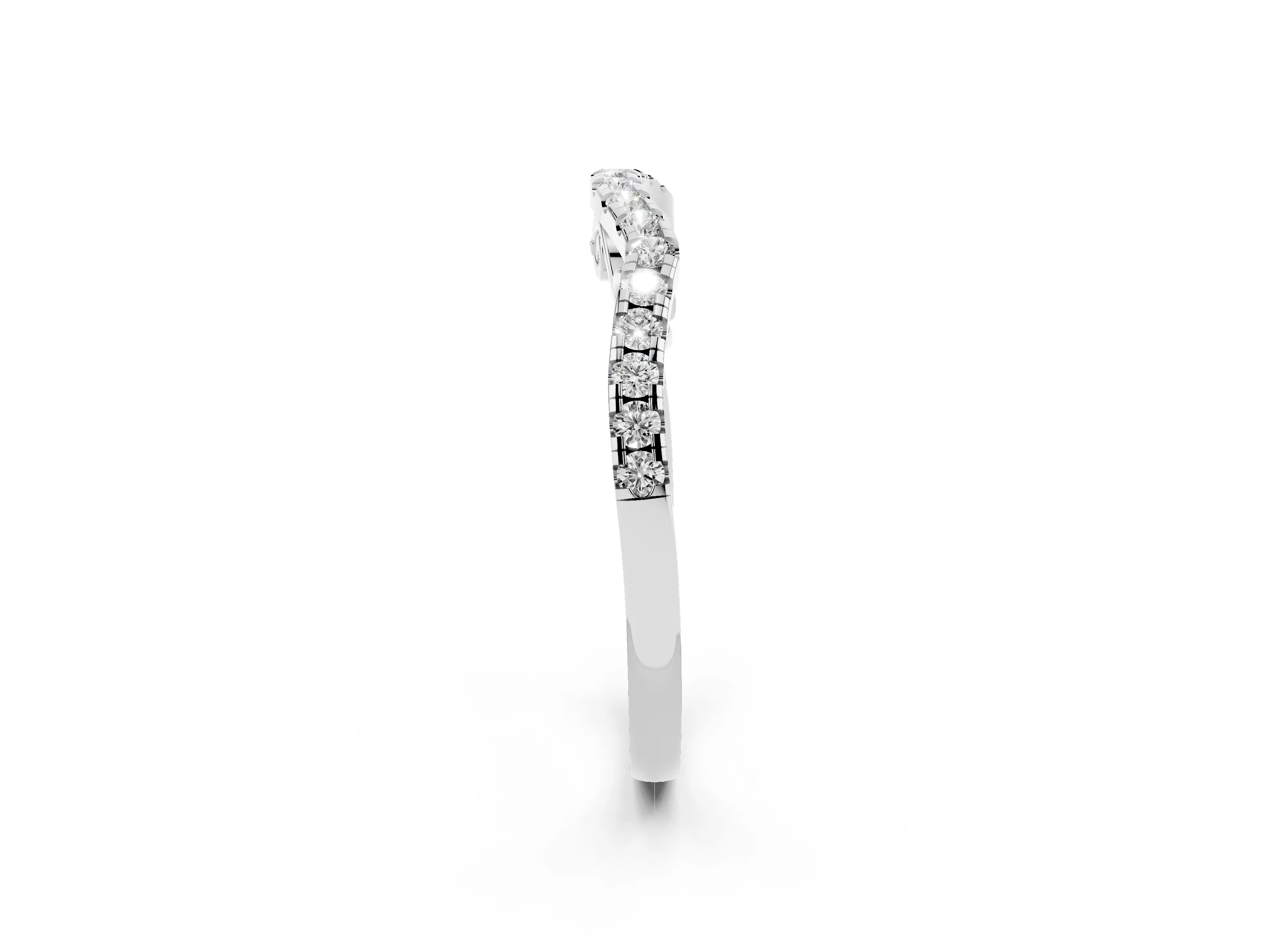 Round Diamond Curved Pavé Eternity Band Set in Silver with Shared Prongs