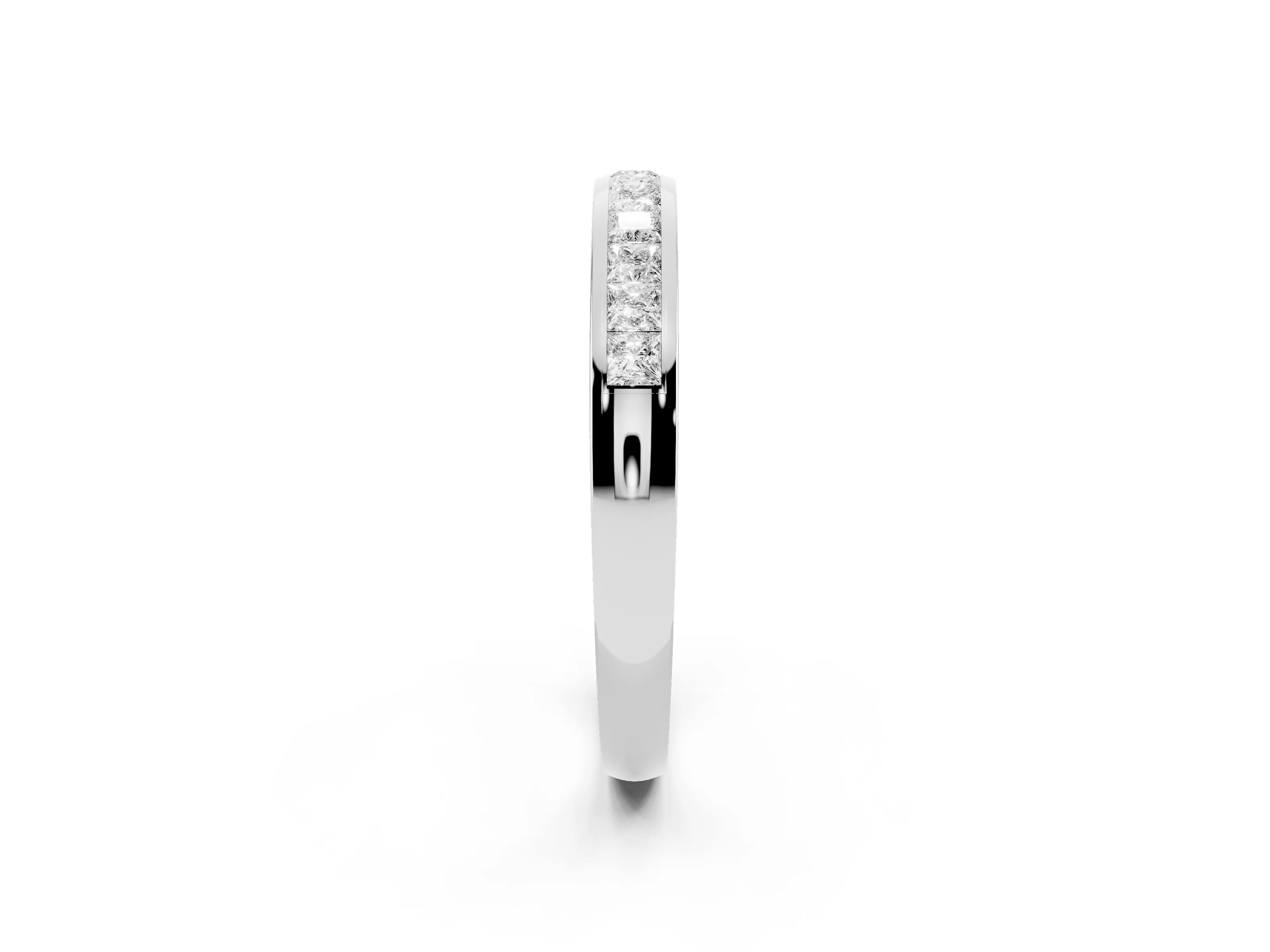 Princess Diamond Eternity Band Set in White gold with Channel Setting and Comfort Fit