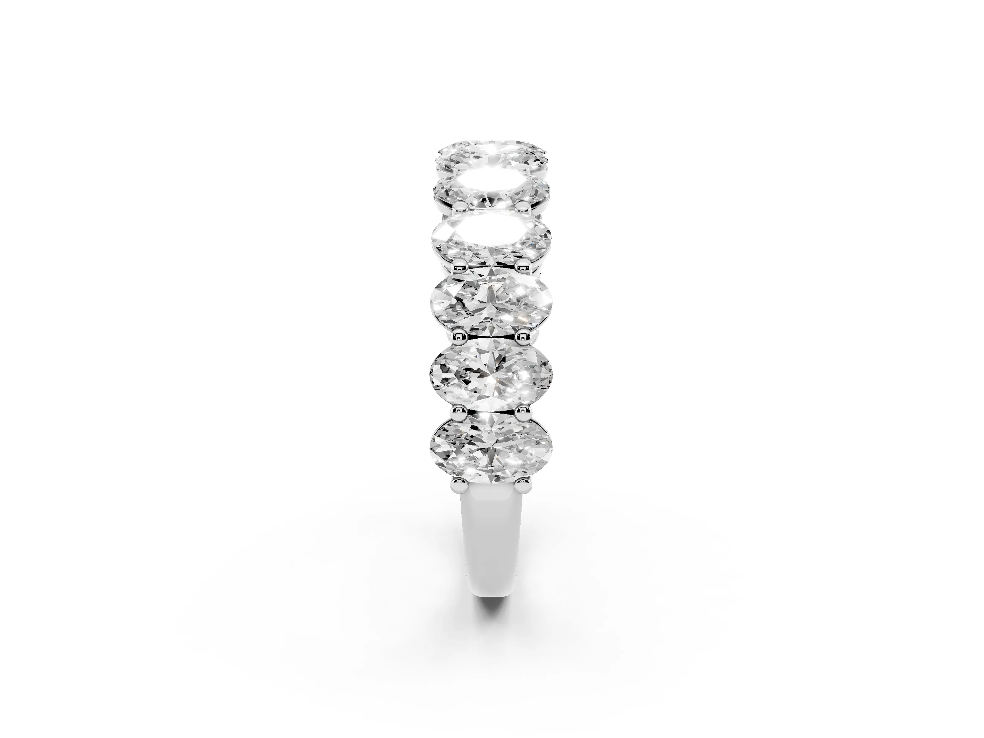 Oval Diamond Eternity Band Set in Silver with Prong Setting