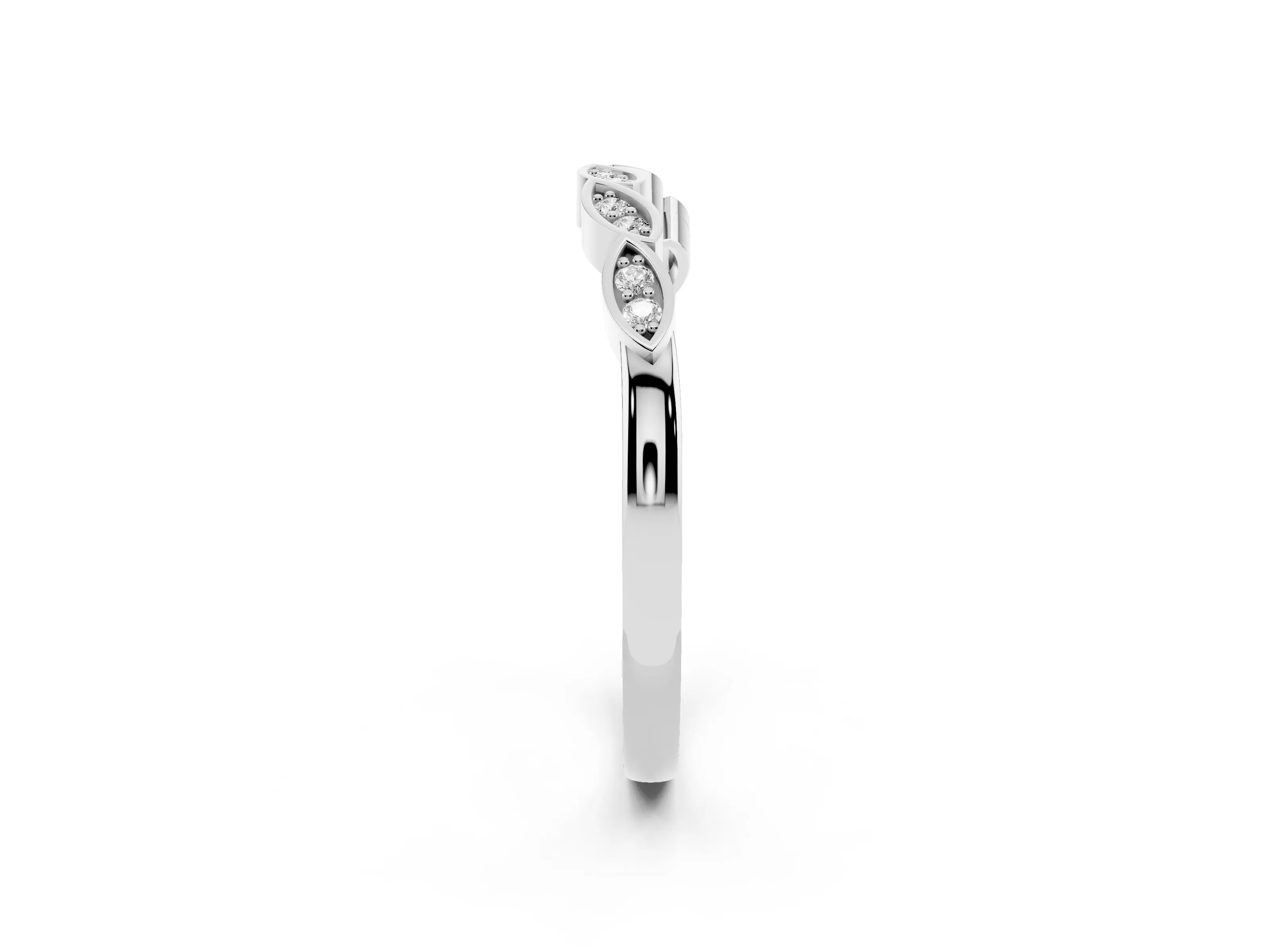 Marquise Diamond Leaf Eternity Band Set in Silver with Bezel Setting