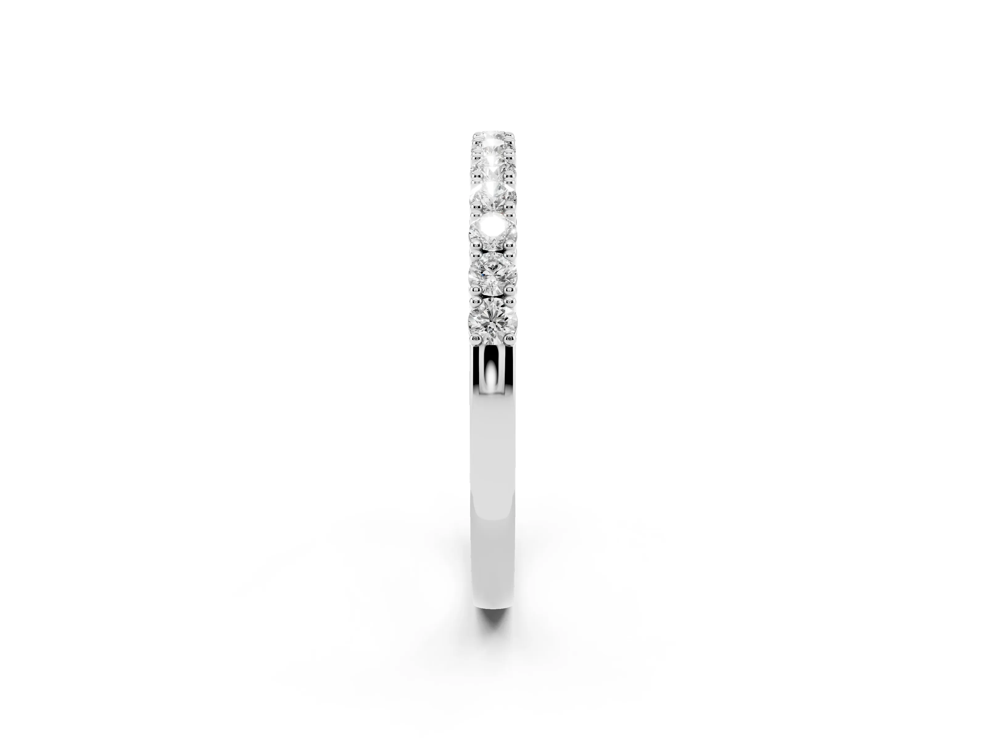 Round Diamond Half Eternity Band Set in Silver with Shared Prongs