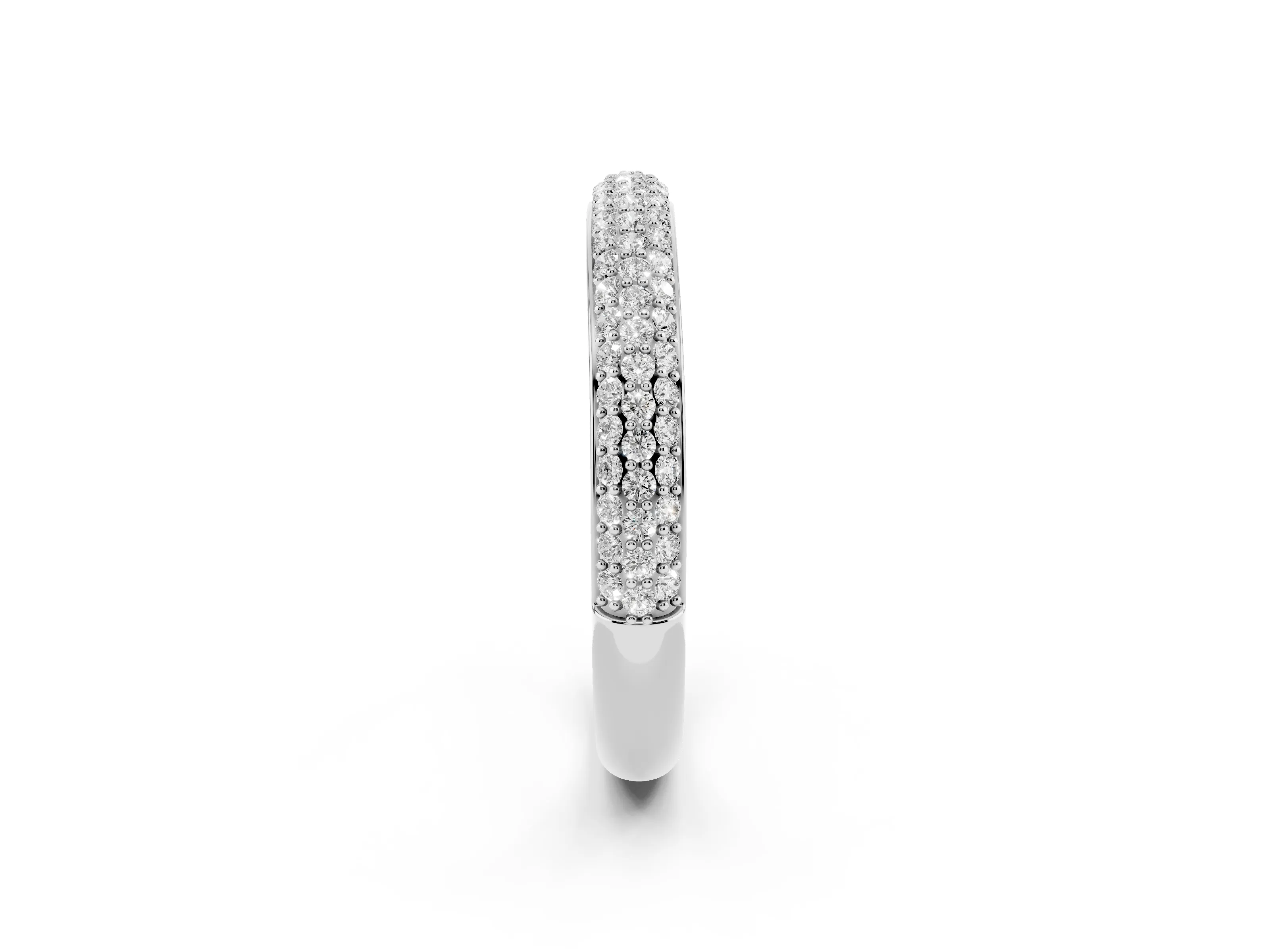 Round Diamond Three-Row Pavé Eternity Band Set in Silver with Shared Prong Setting