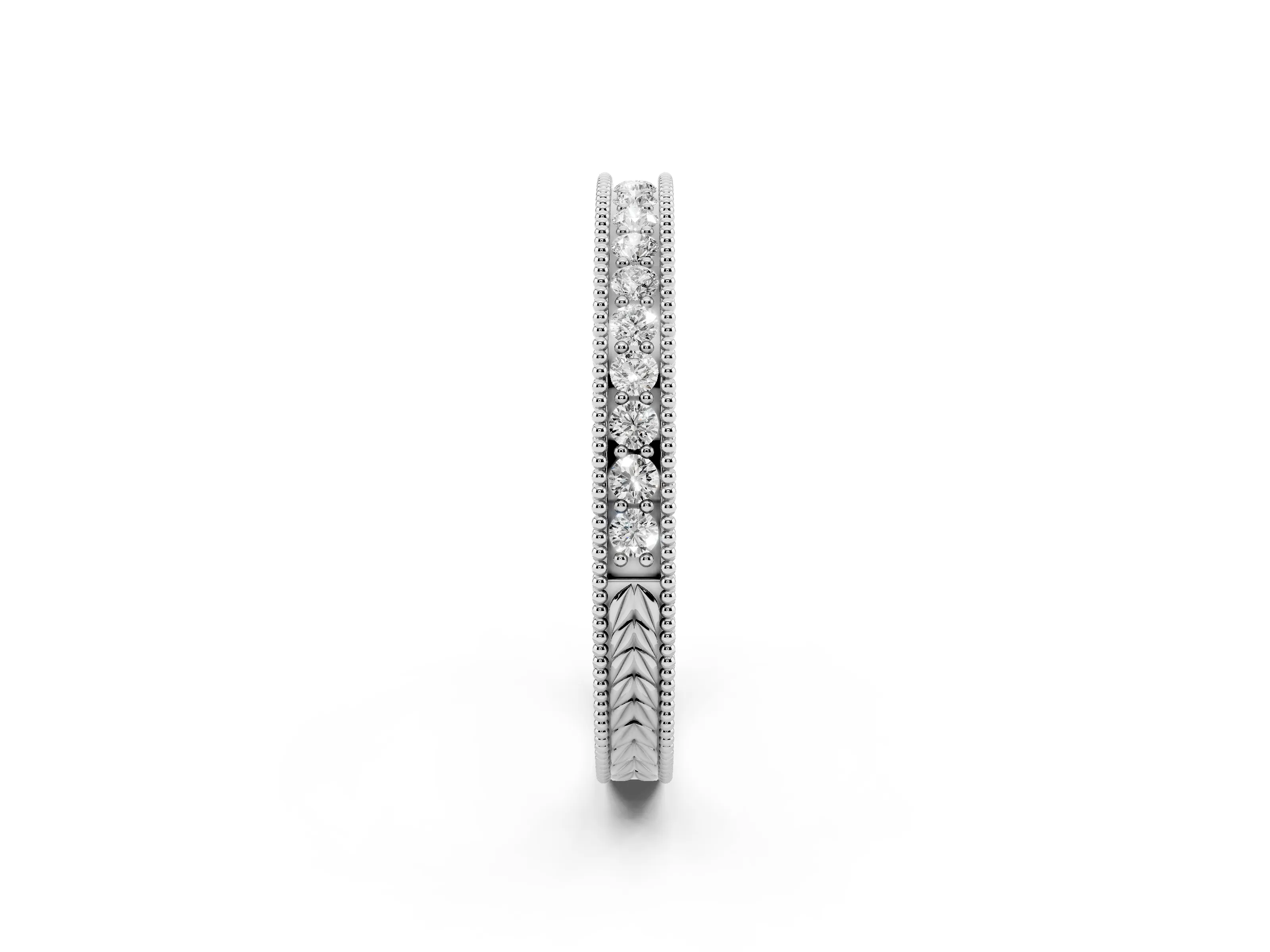 Round Diamond Eternity Band Set in Silver with Milgrain Channel Edges