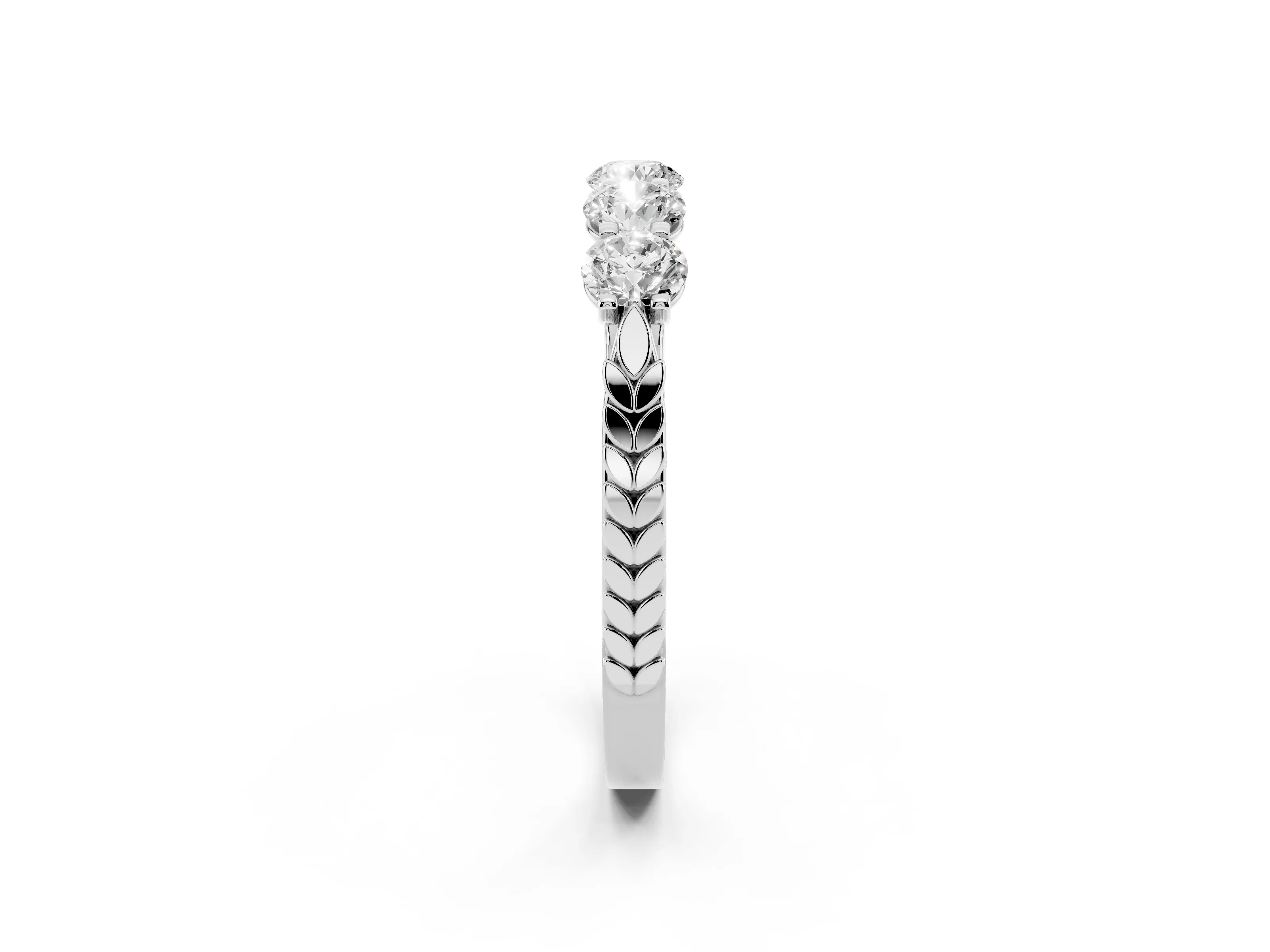 Round Diamond Five-Stone Band Set in White gold with Straight Prong Row