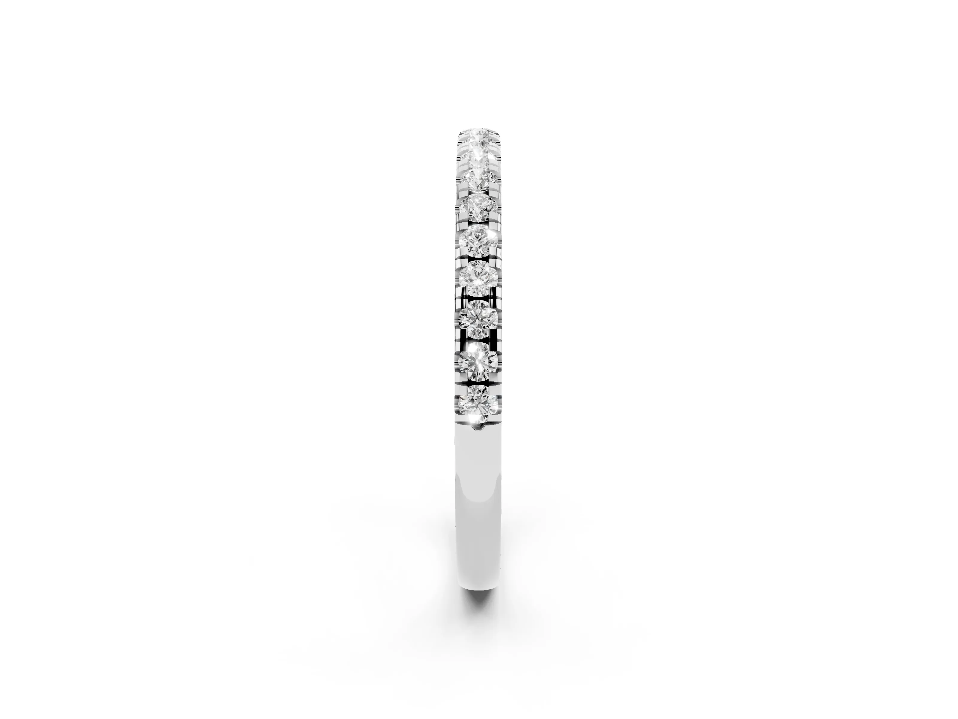Round Diamond Top-Row Pavé Half Eternity Band Set in Silver with Shared Prongs