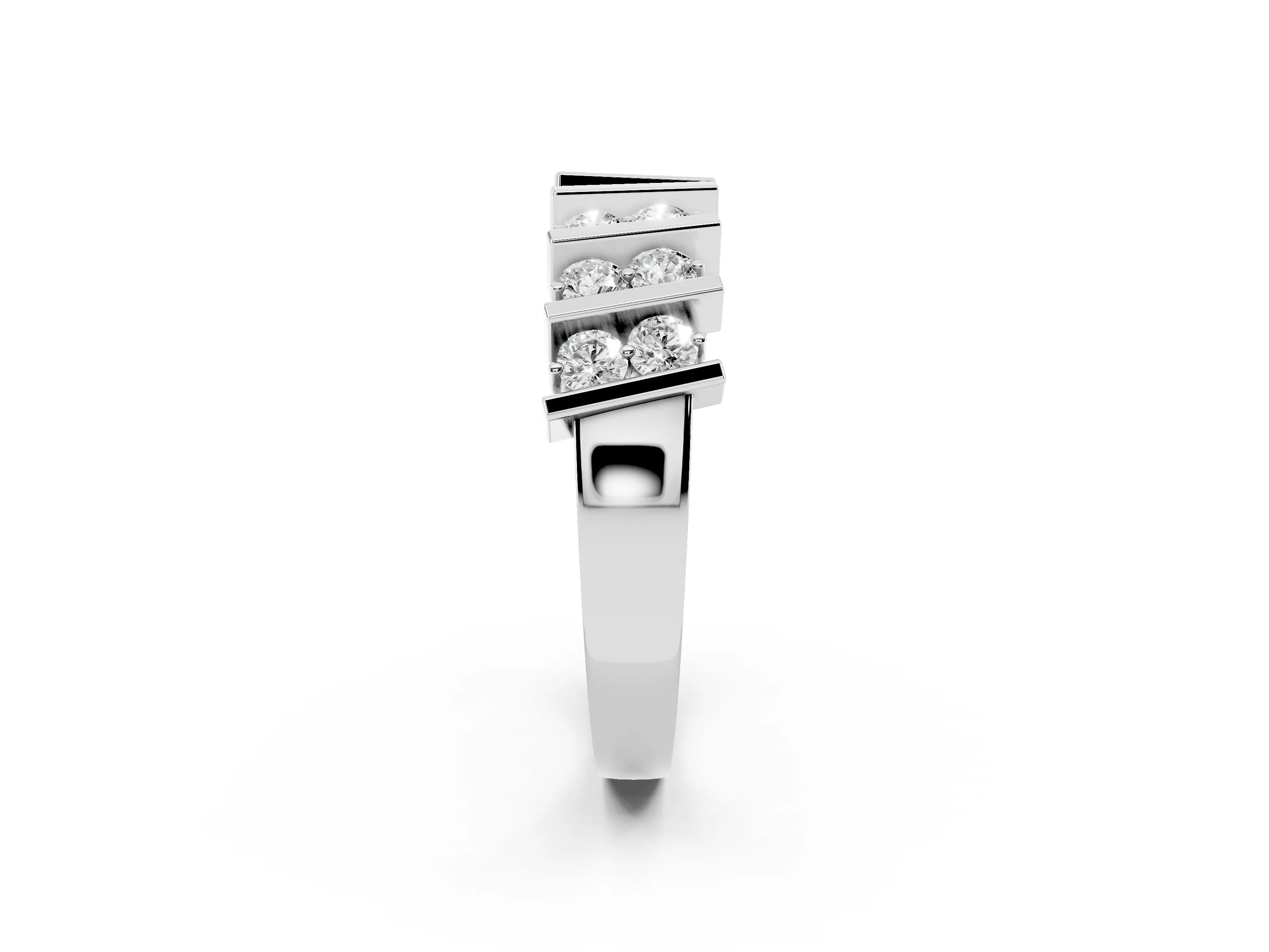 Round Diamond Channel Anniversary Band Set in Platinum with Vertical Prongs