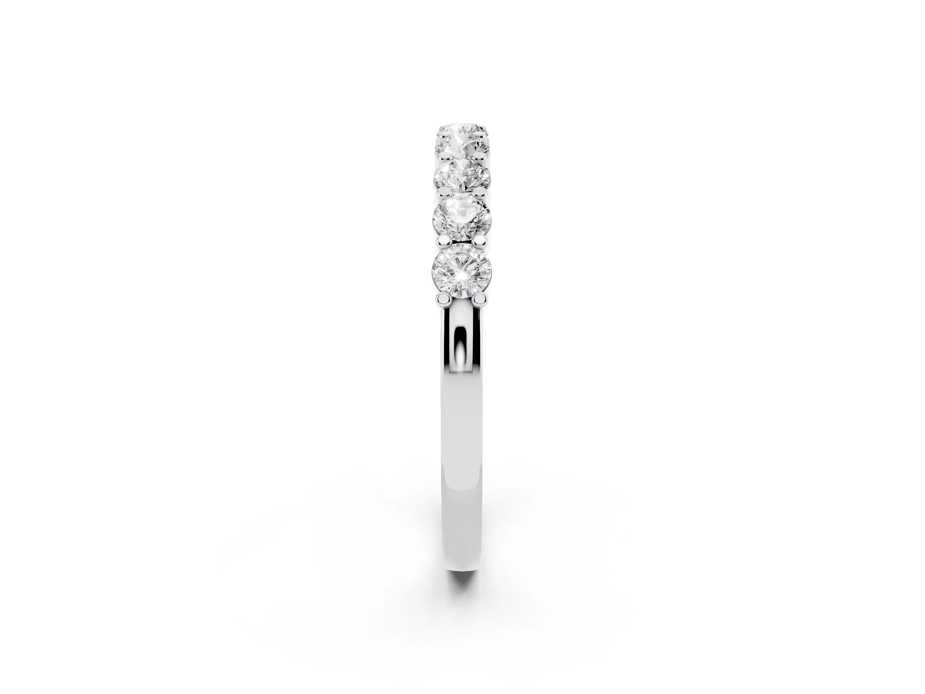 Round Diamond Continuous Row Half Eternity Band Set in Silver with Prong Setting