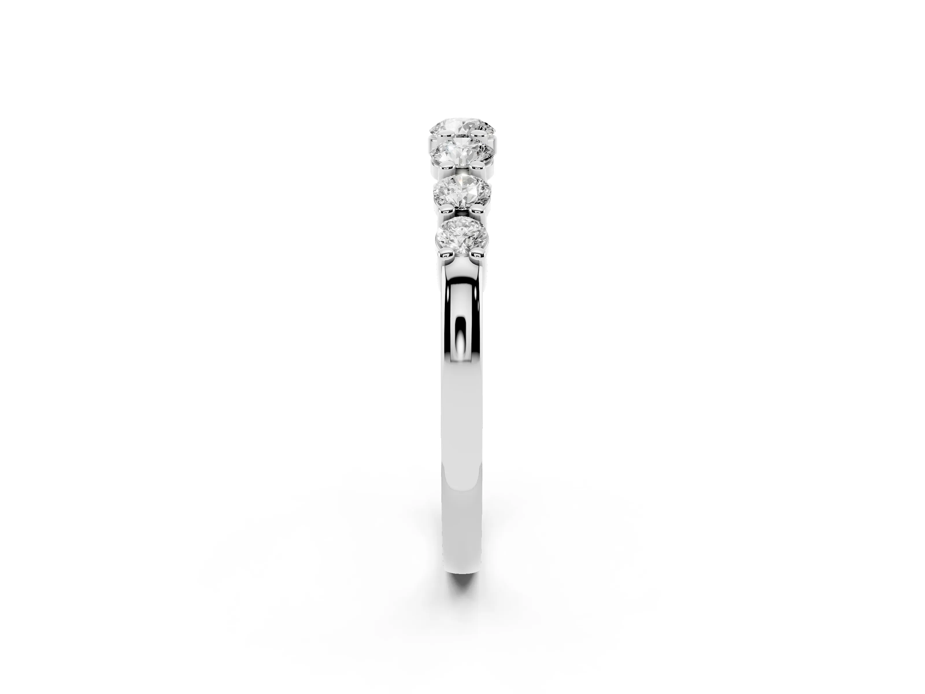 Round Diamond Half Eternity Stacking Band Set in Silver with Prong Setting