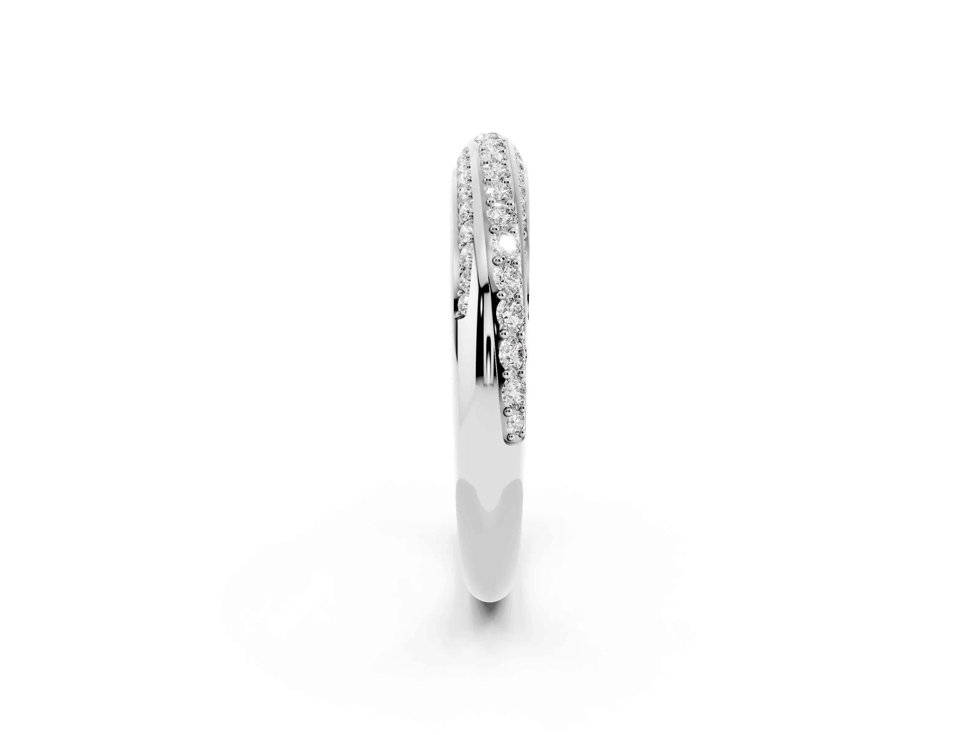 Round Diamond Double Row Pavé Band Set in White gold with Channel Setting