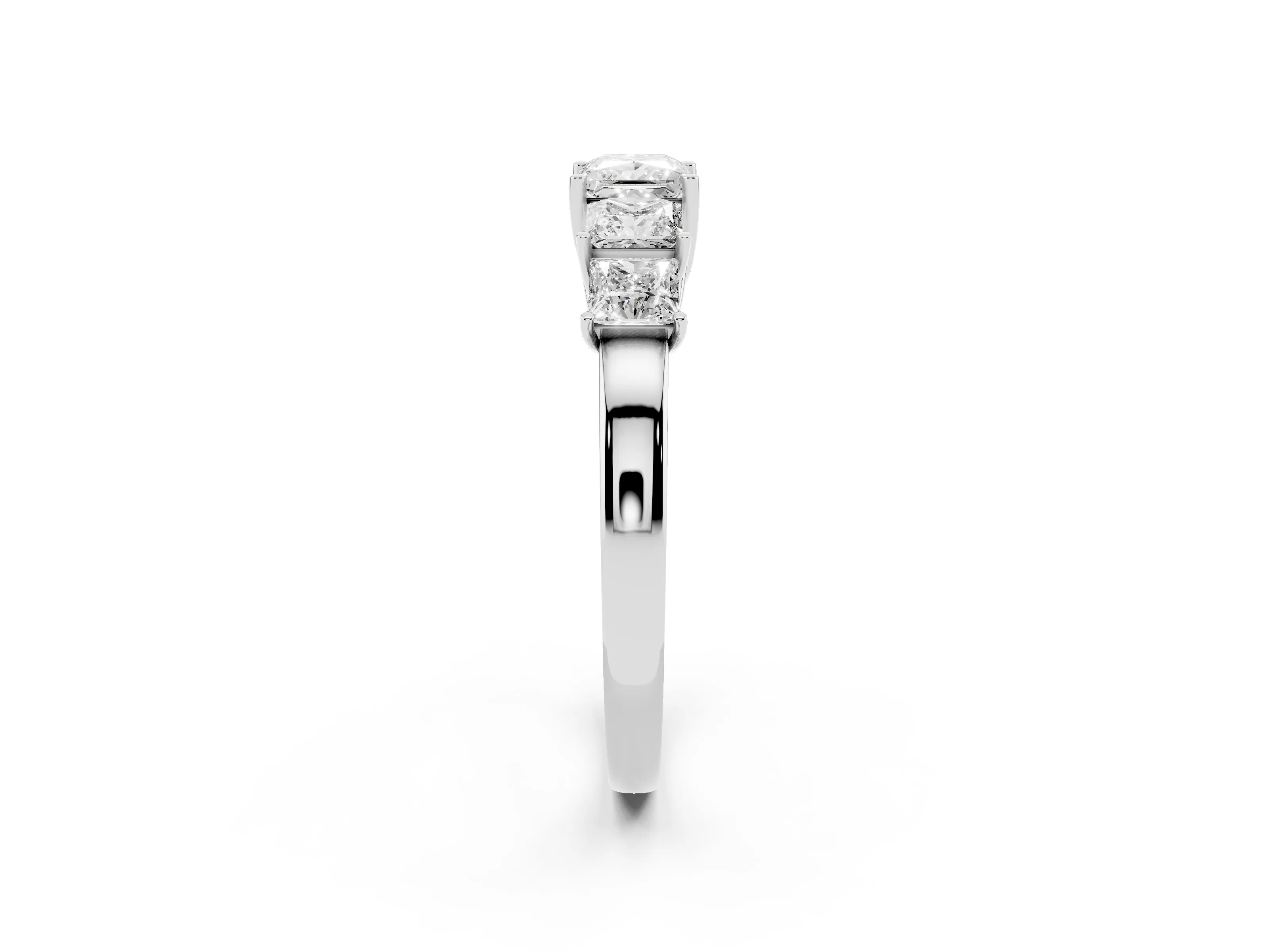 Princess Cut Diamond Five-Stone Ring Set in Silver with Individual Prong Settings