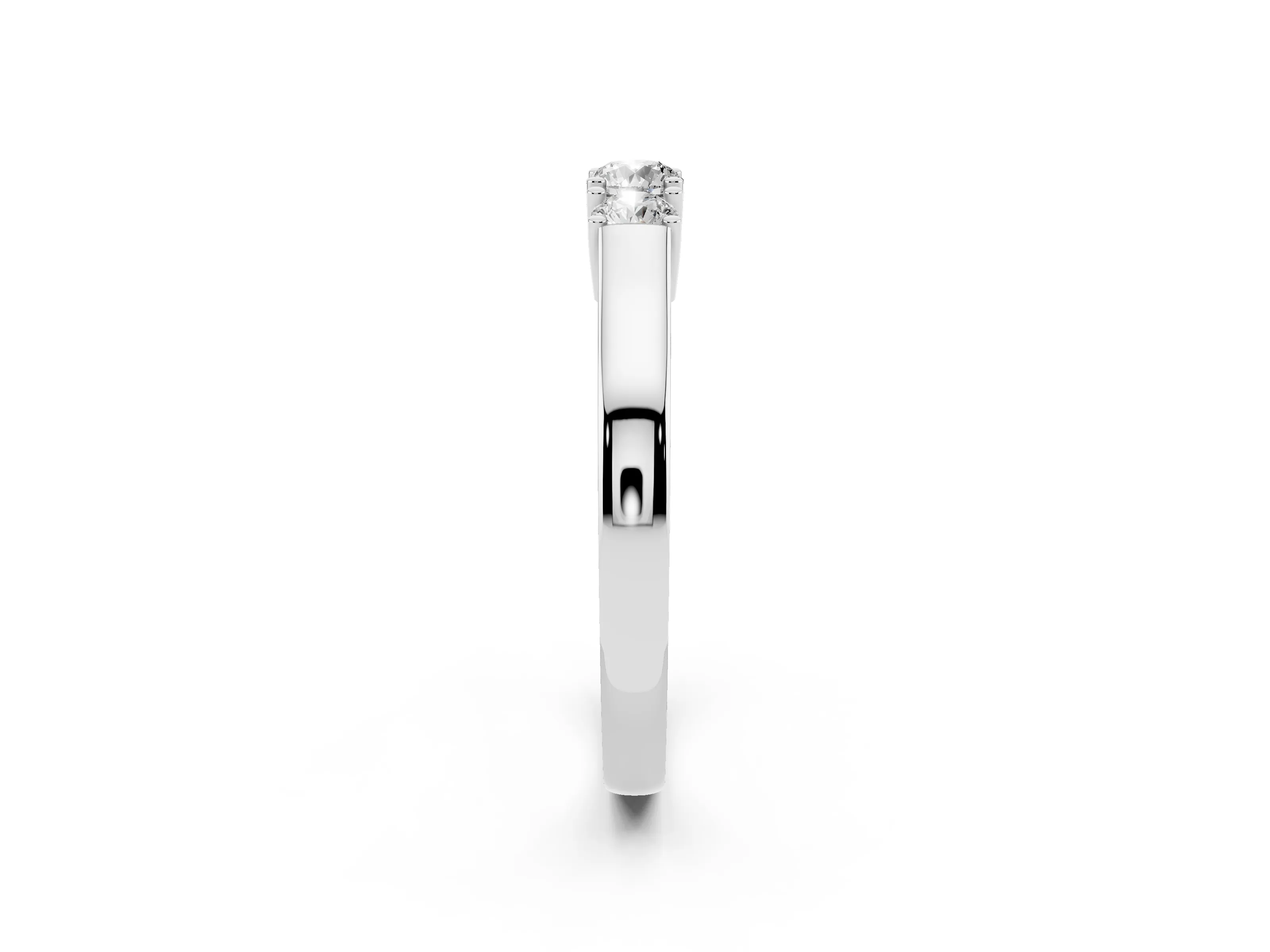 Three-Stone Round Diamond Channel Band Set in Platinum with Prong Accents