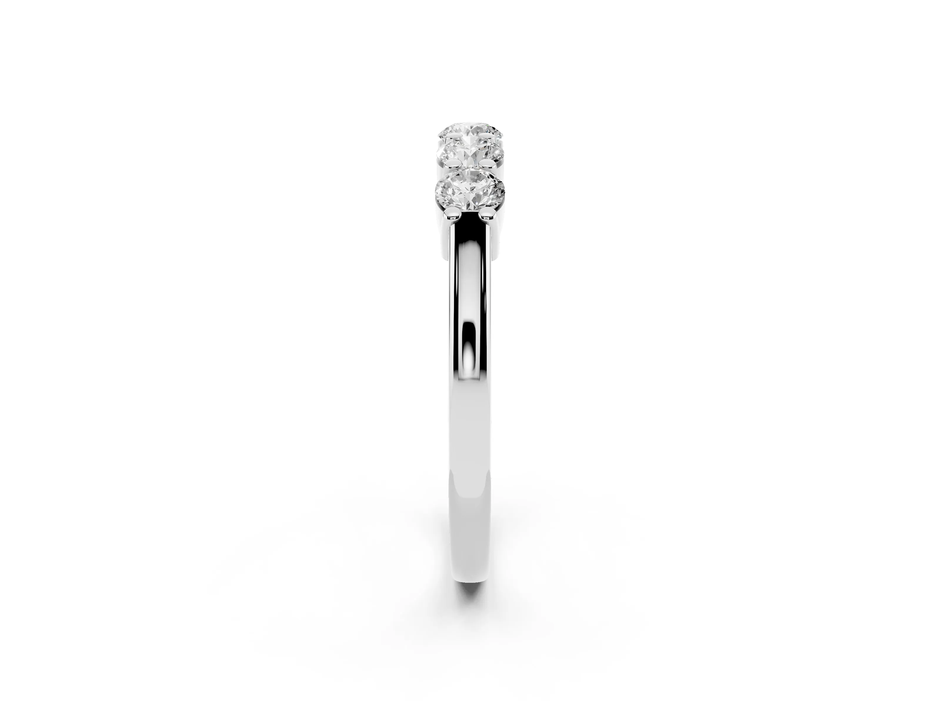 Round Diamond Prong-Set Half Eternity Wedding Band Set in White gold