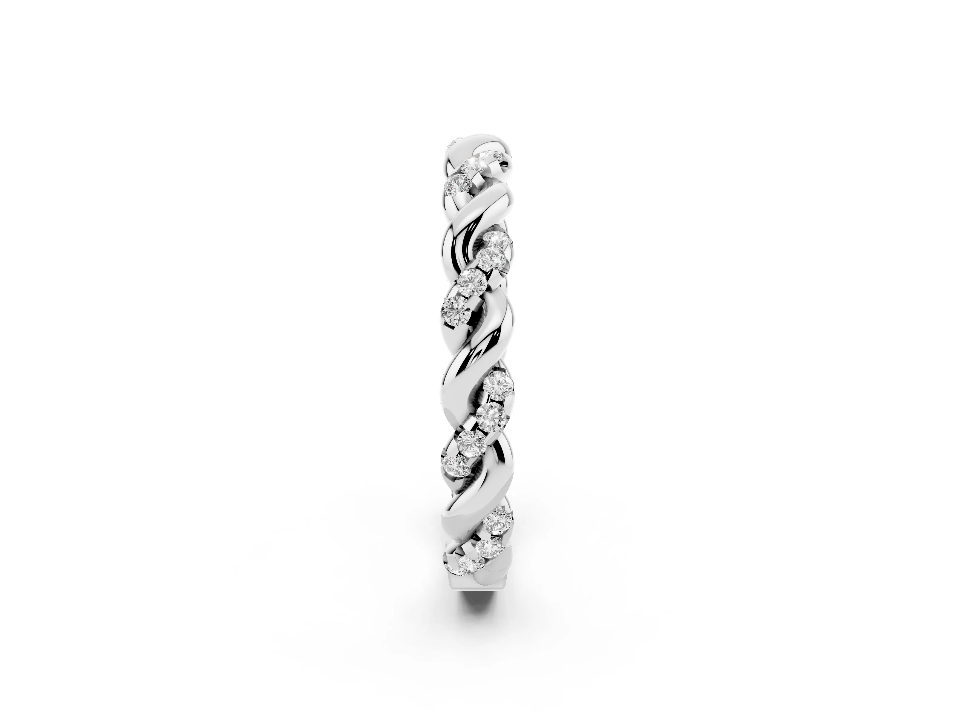 Round Diamond Twisted Eternity Band Set in Platinum with Pavé Accents