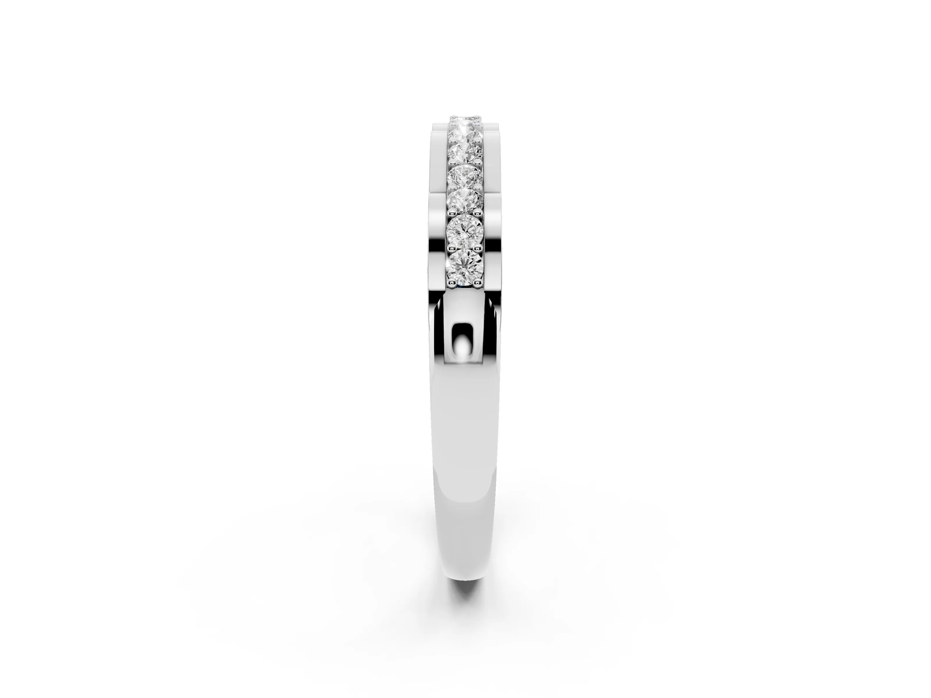 Round Diamond Channel Band Set in Platinum with Straight Stone Row