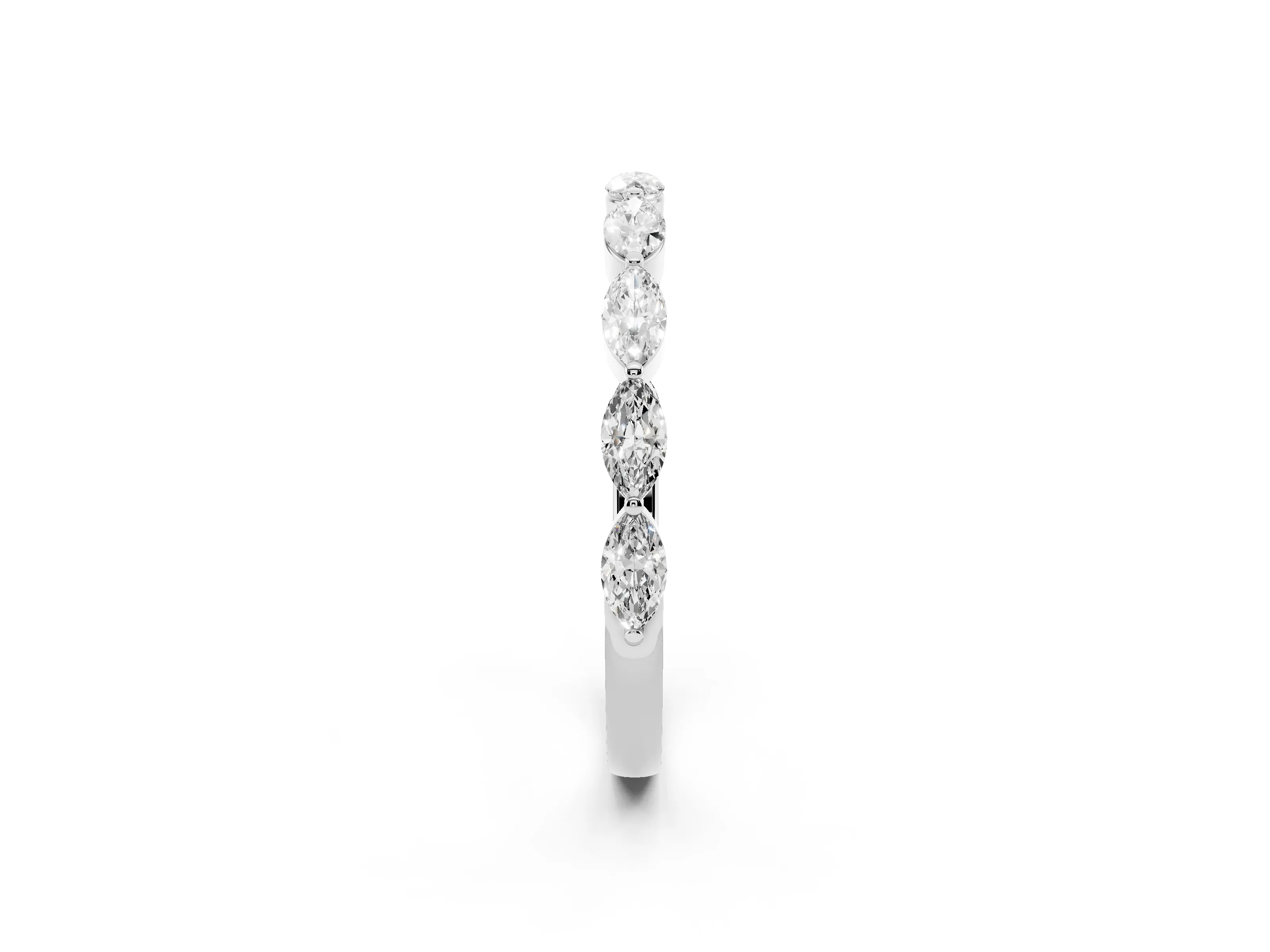 Marquise Diamond Half Eternity Band Set in Silver with Prong Setting