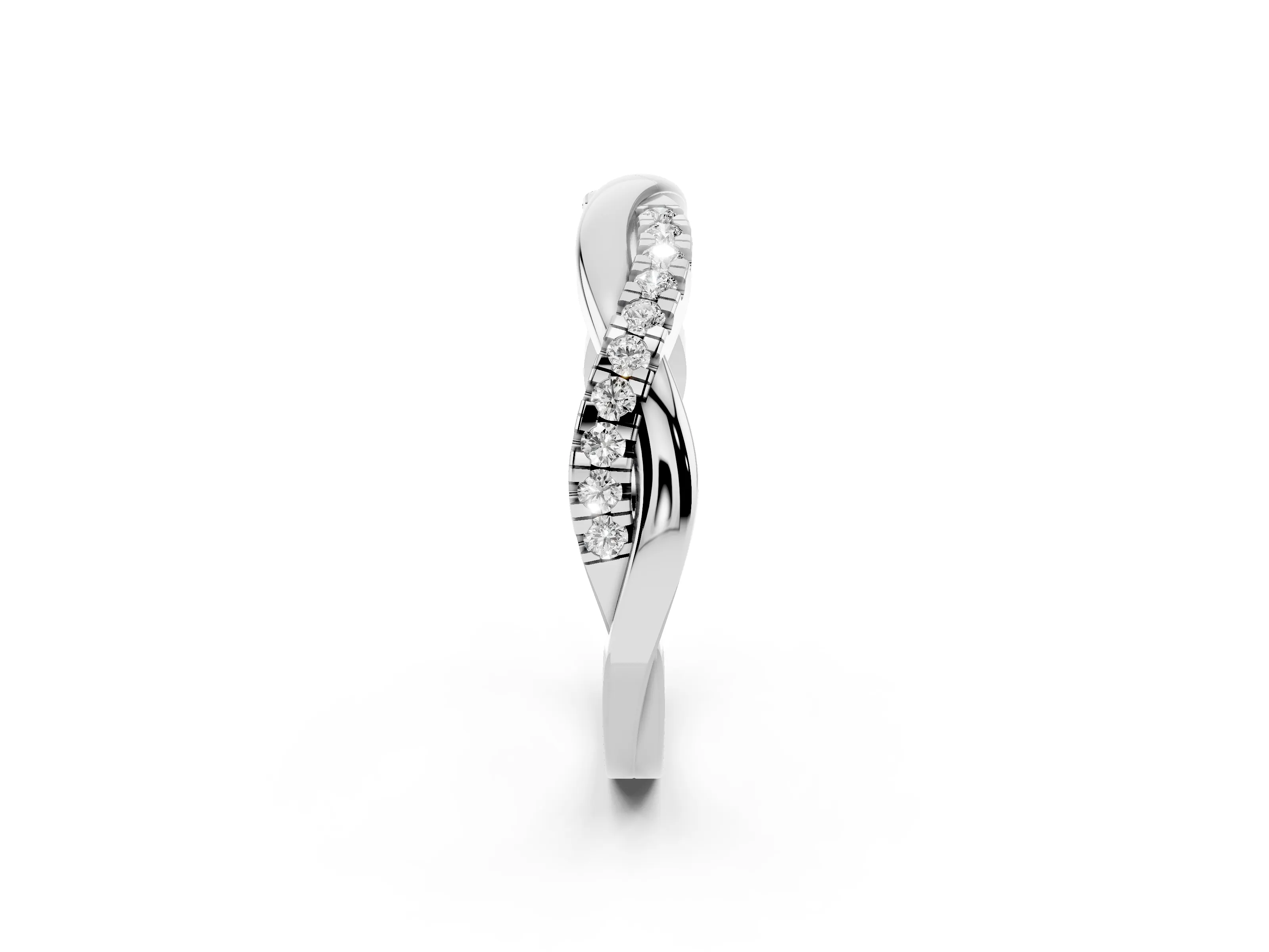 Round Diamond Twisted Infinity Band Set in Silver with Spaced Prong Settings