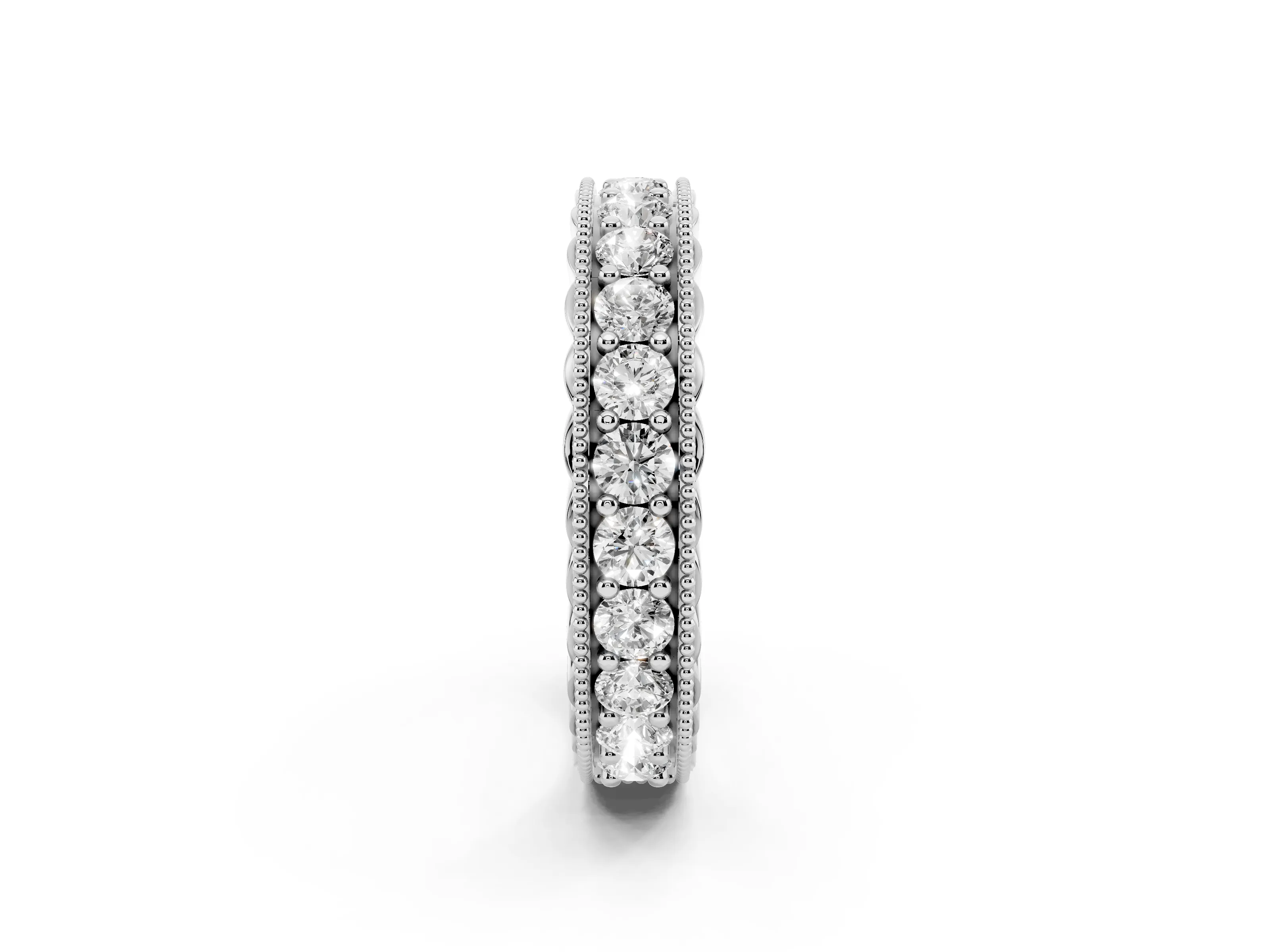 Round Diamond Full Circle Eternity Band Set in Silver with Channel Setting