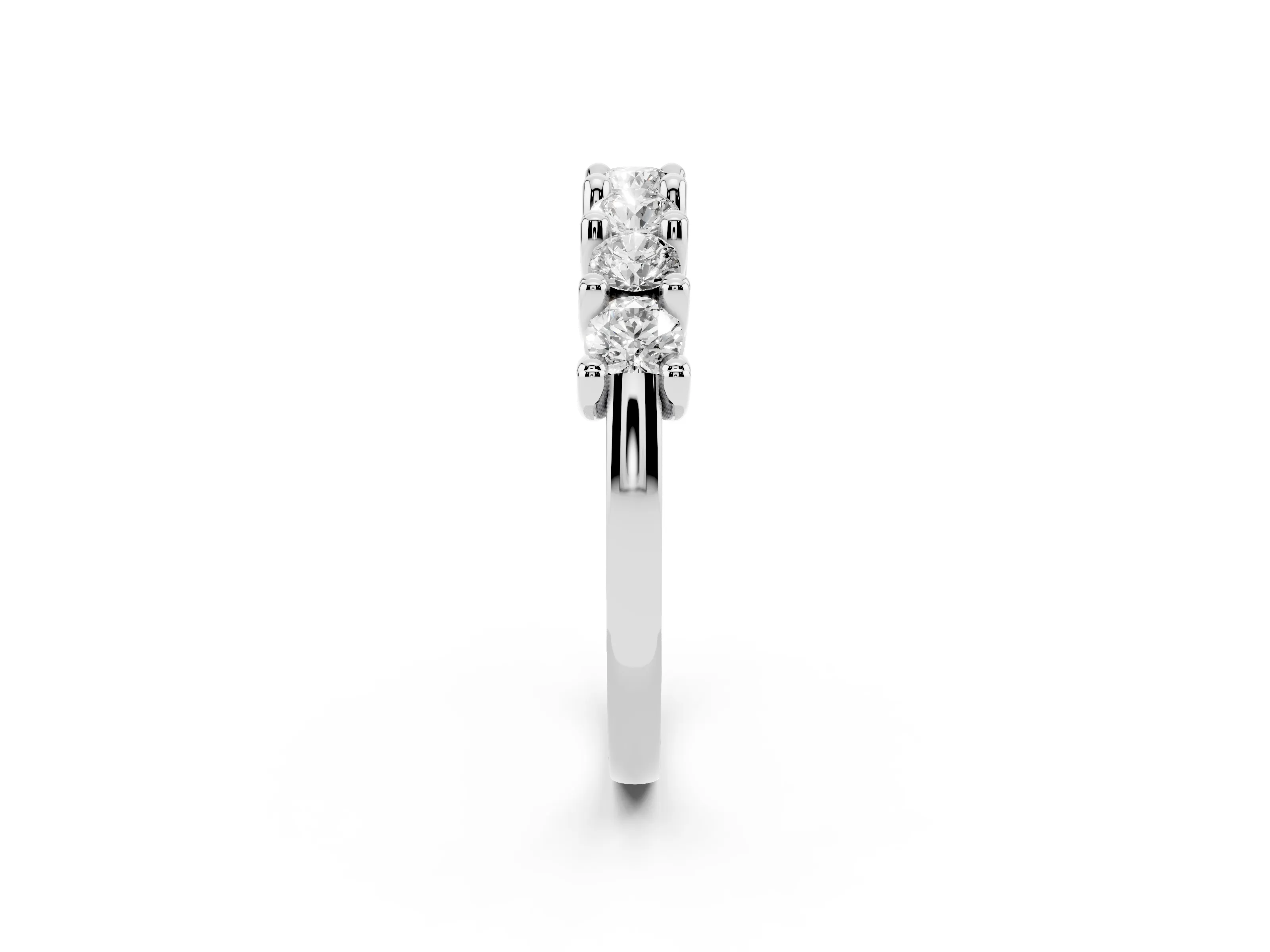 Round Diamond Half Eternity Band Set in Silver with Secure Prong Setting