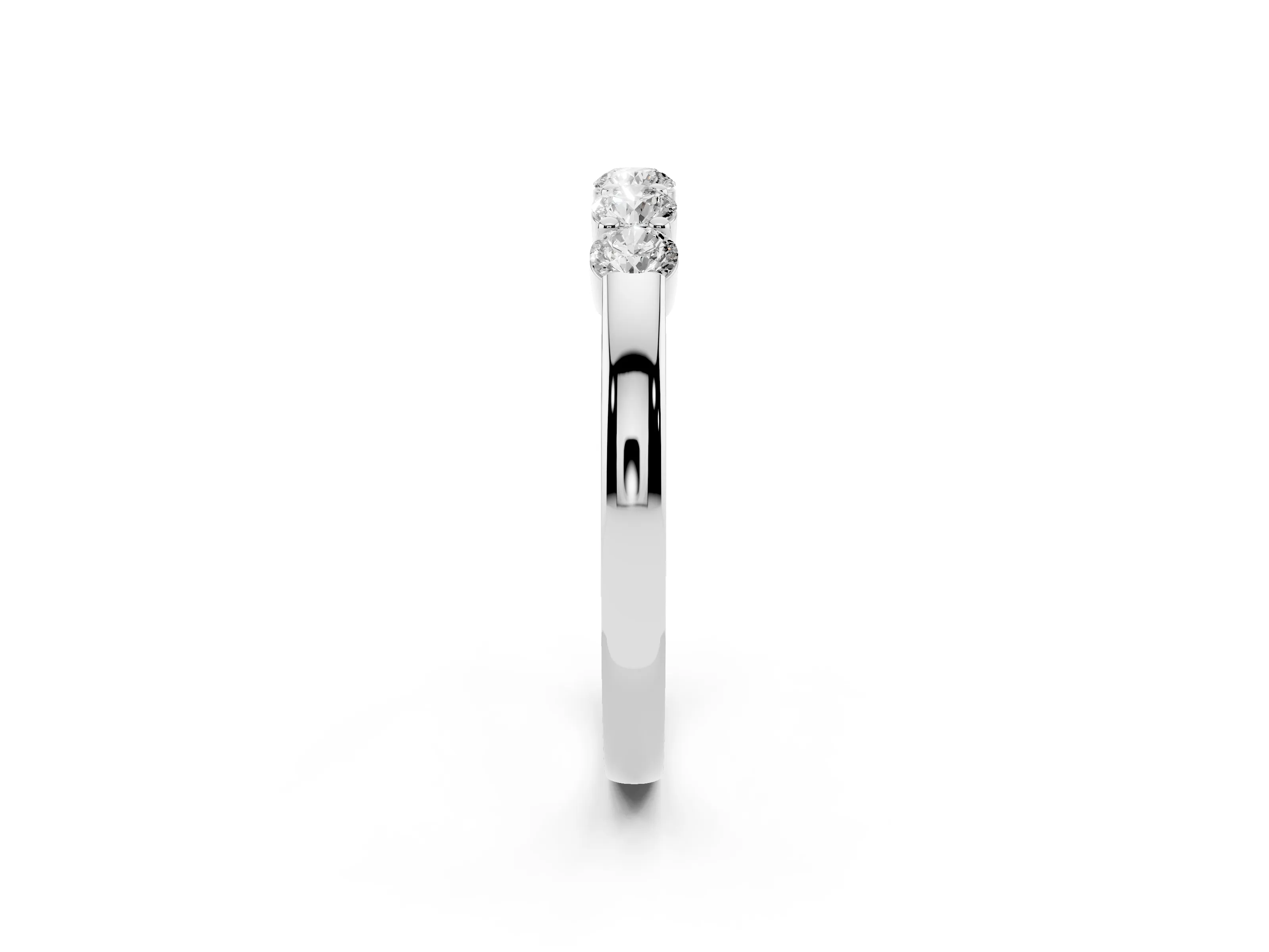 Five-Stone Round Diamond Channel Band Set in Silver with Shared Prong Setting