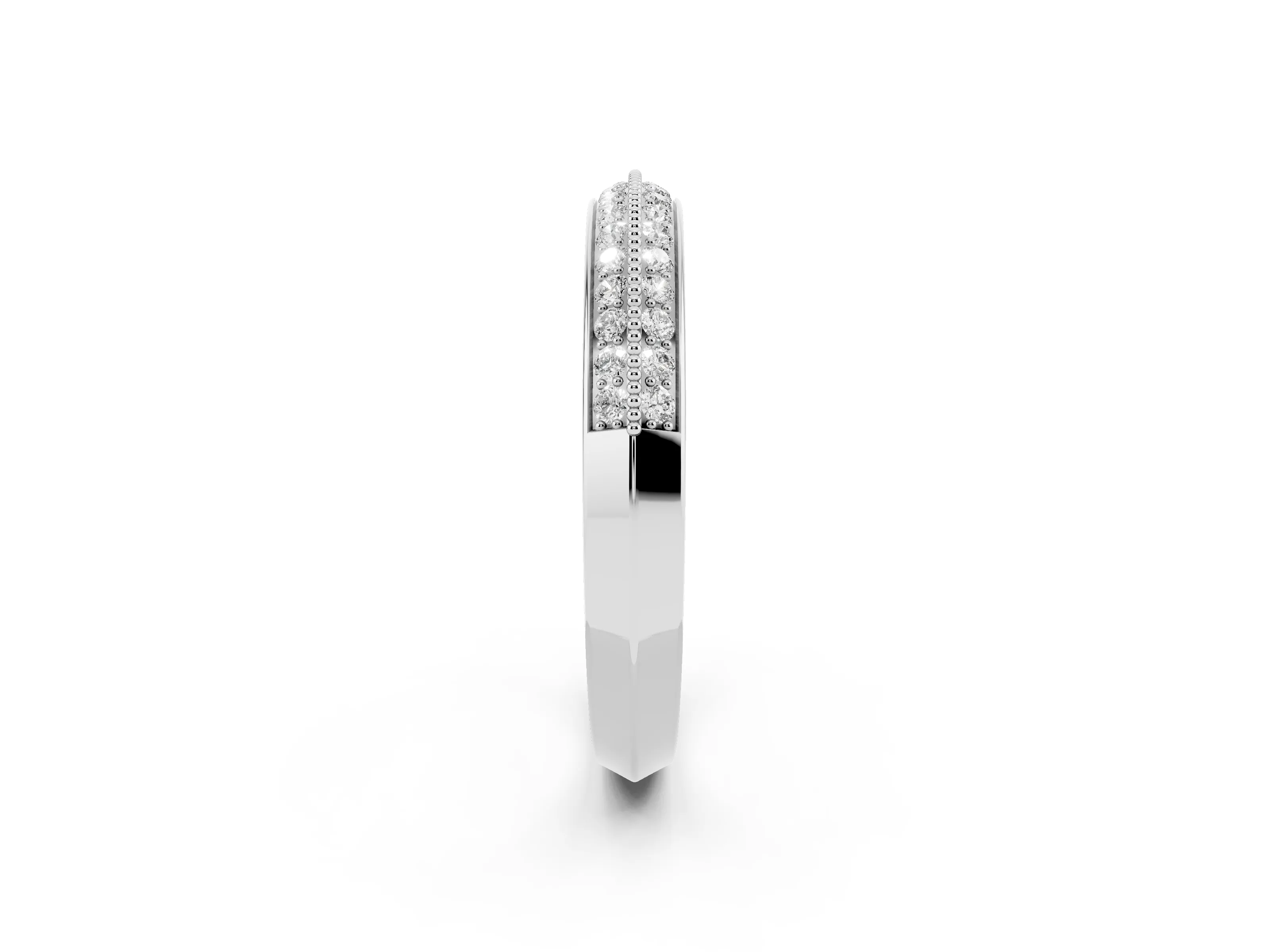 Round Diamond Pavé Eternity Band Set in Platinum with Milgrain Edging