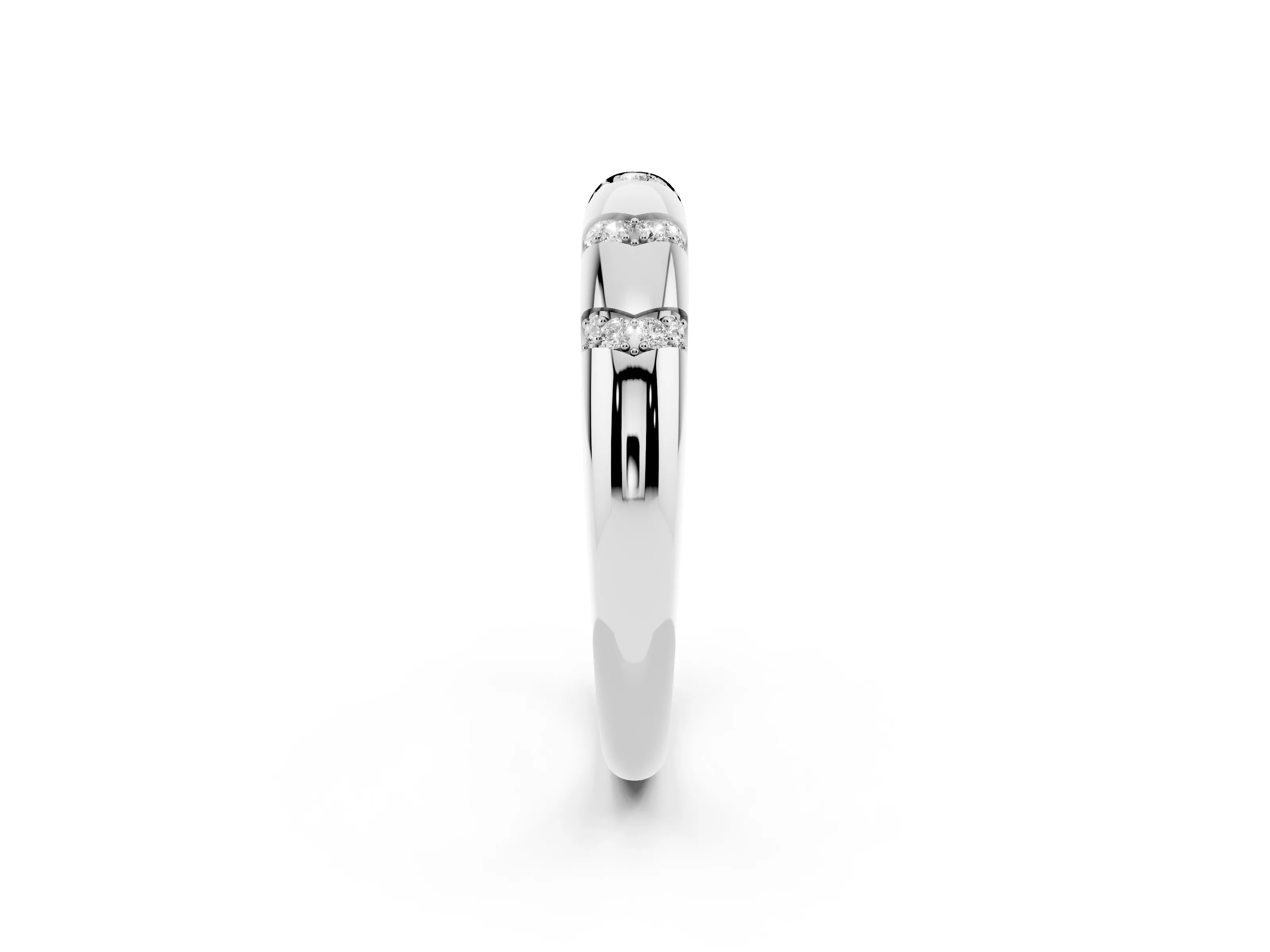 Round Diamond Curved Band Set in White gold with Channel and Bezel Setting