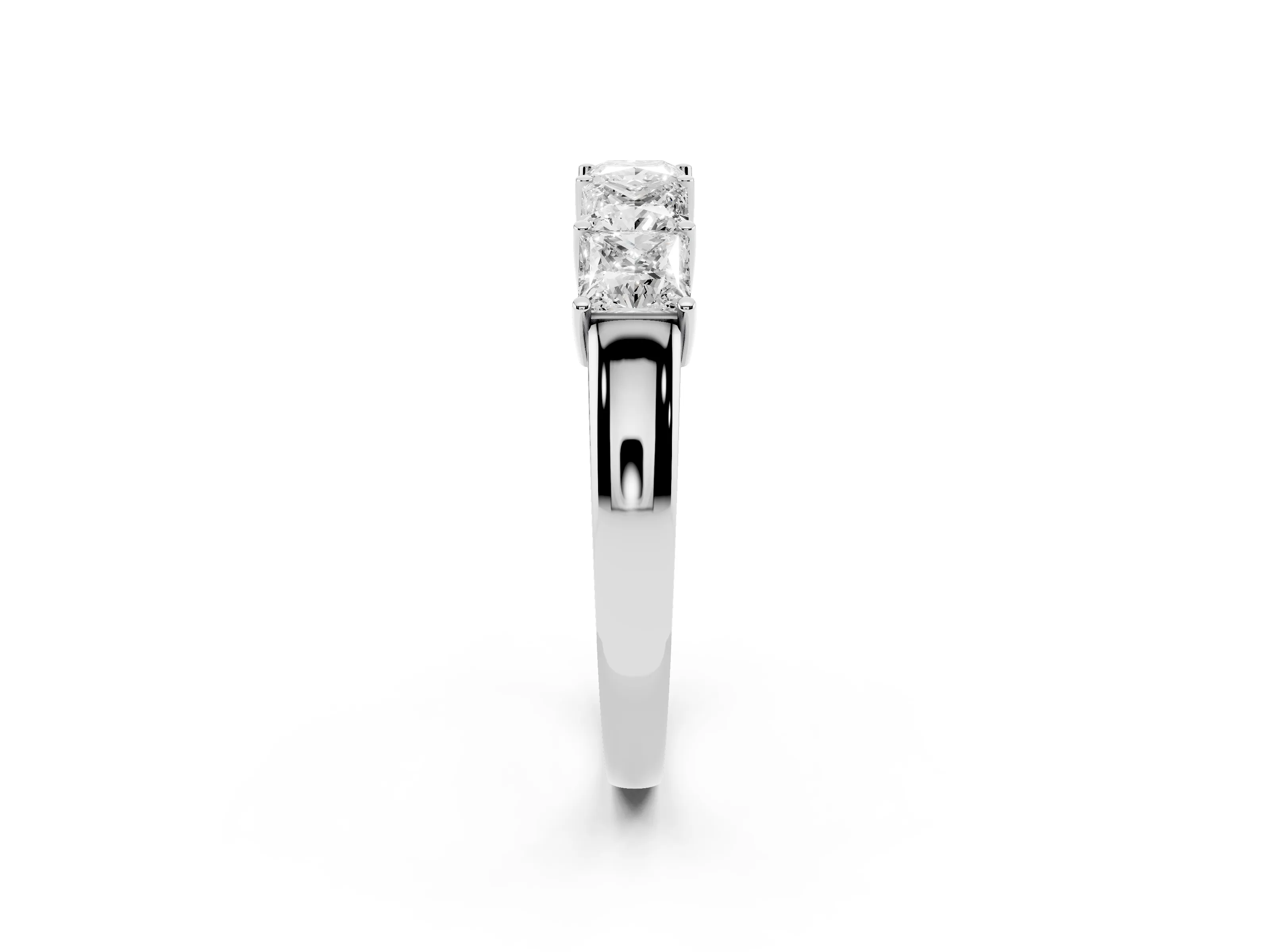 Princess Cut Diamond Five-Stone Band Set in Silver with Prong Setting