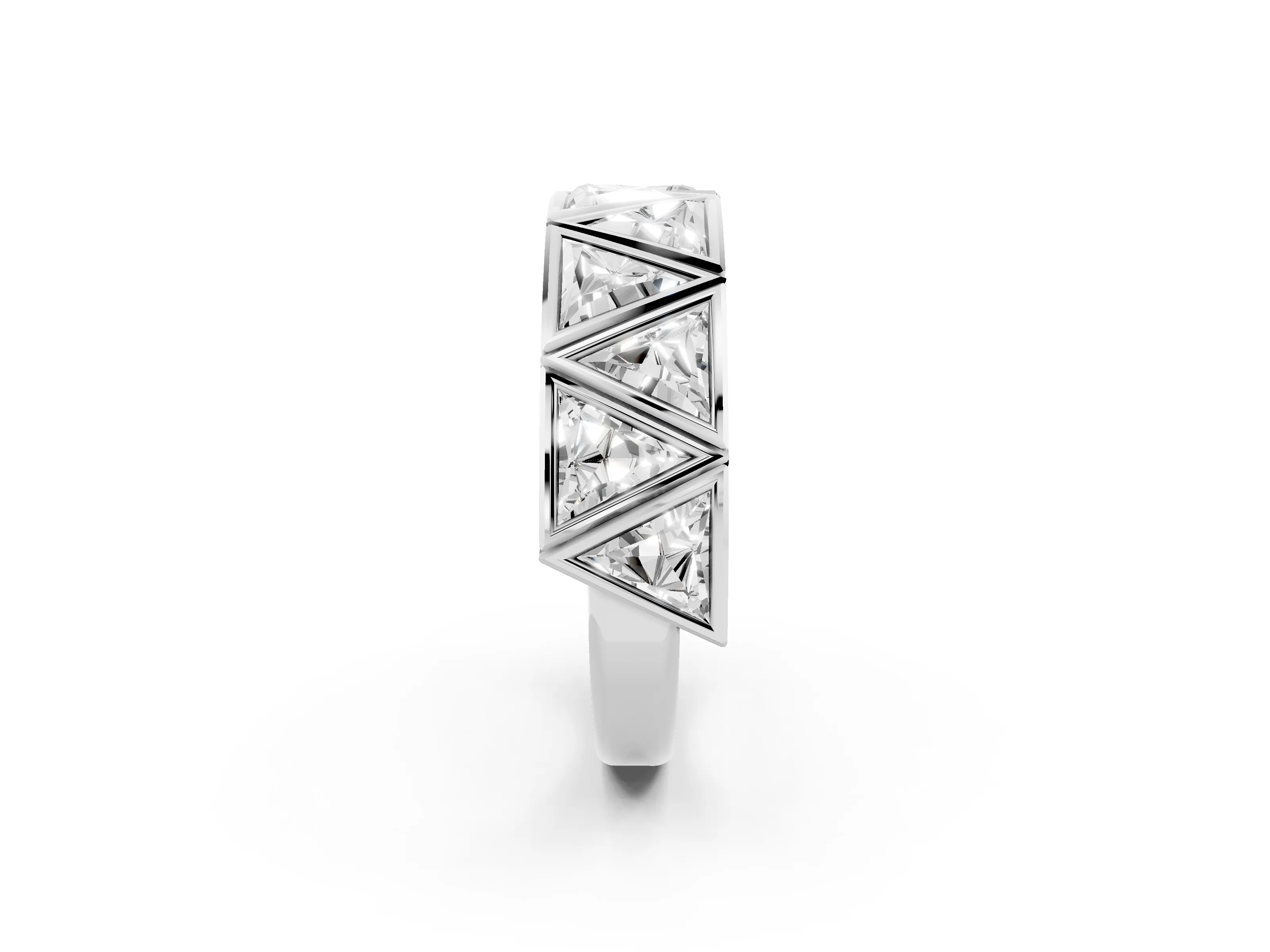 Triangle Diamond Geometric Mens Band Set in Silver with Framed Sections