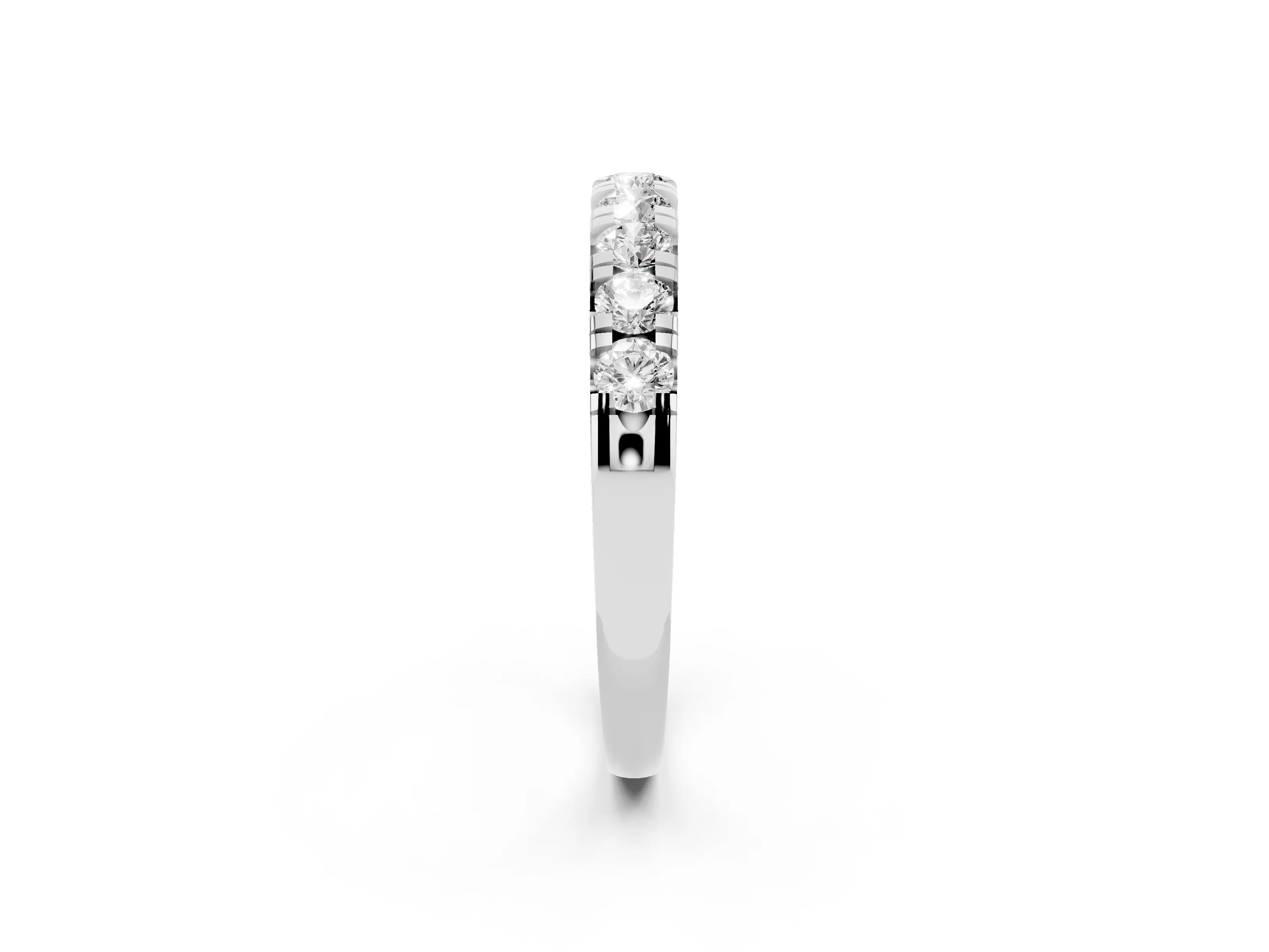 Round Diamond Half Eternity Band Set in Silver with Prong-Held Row