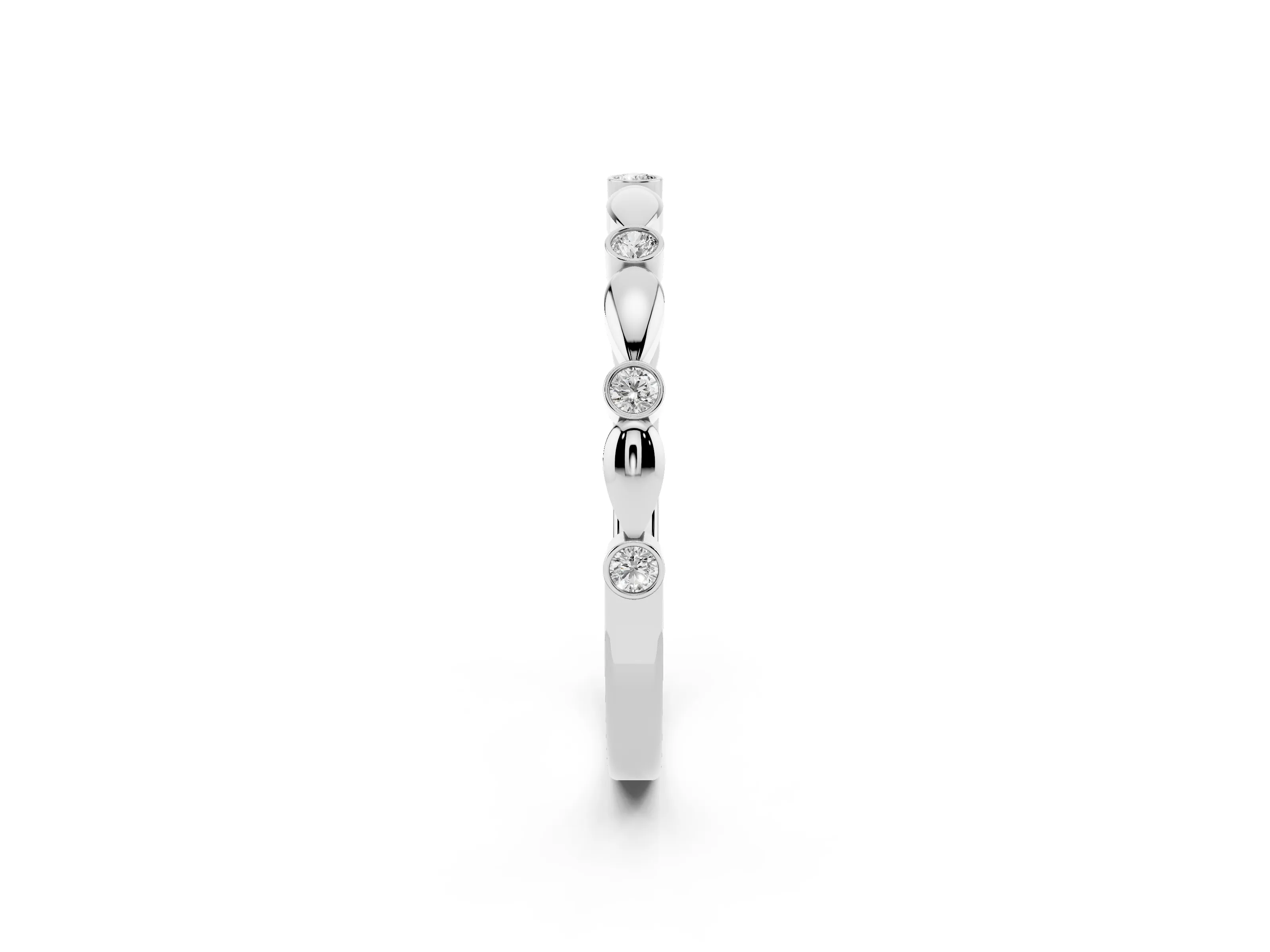 Round Diamond Eternity Band Set in Platinum with Bezel Setting and Marquise Metal Accents