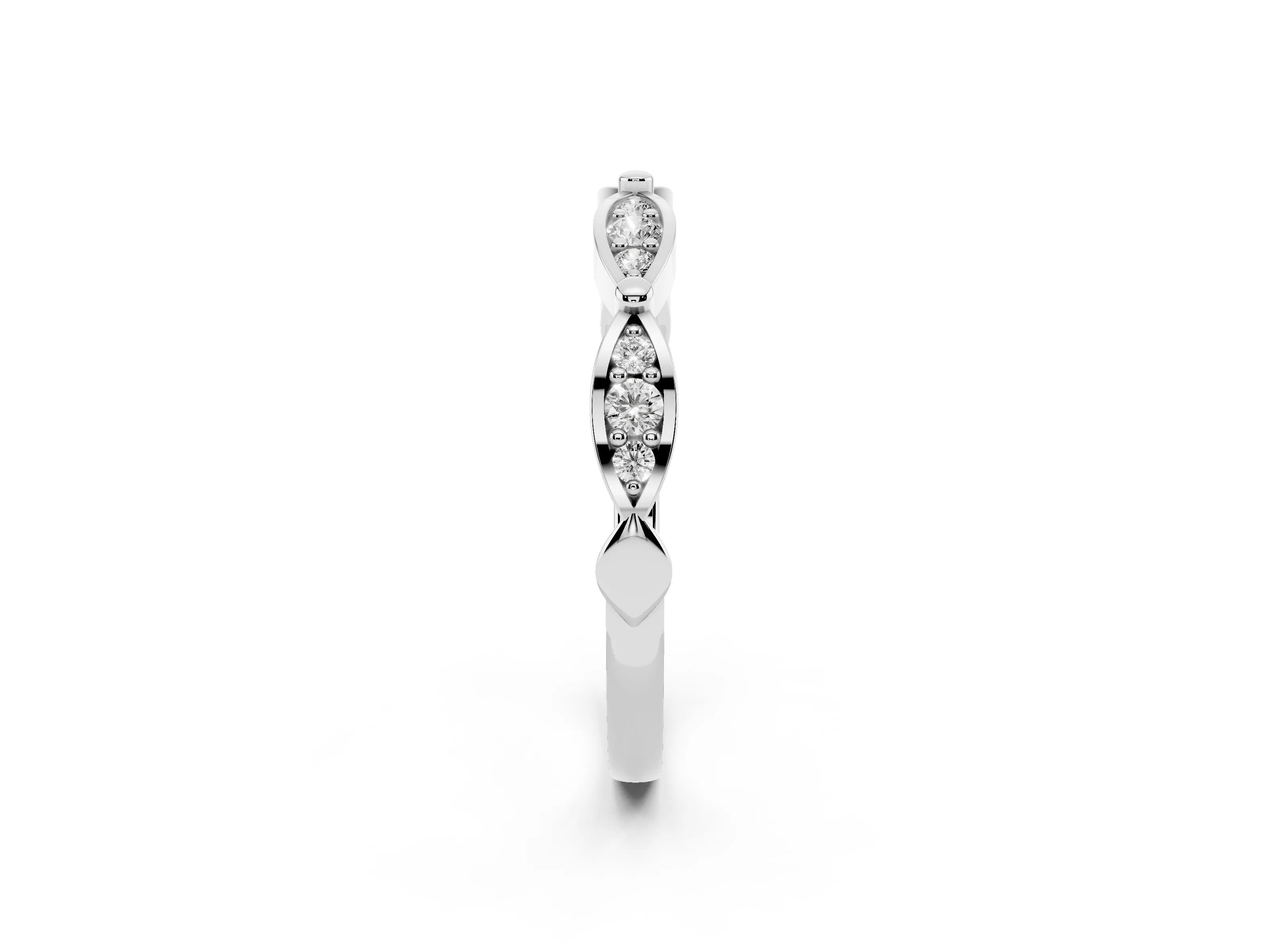 Marquise Section Diamond Eternity Band Set in Platinum with Pavé Bezel Setting