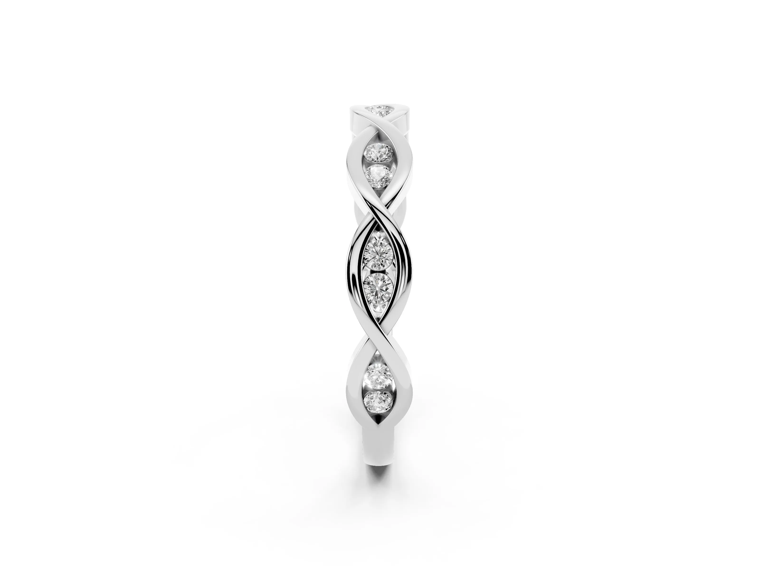 Round Diamond Twist Eternity Band Set in Silver with Bezel Setting