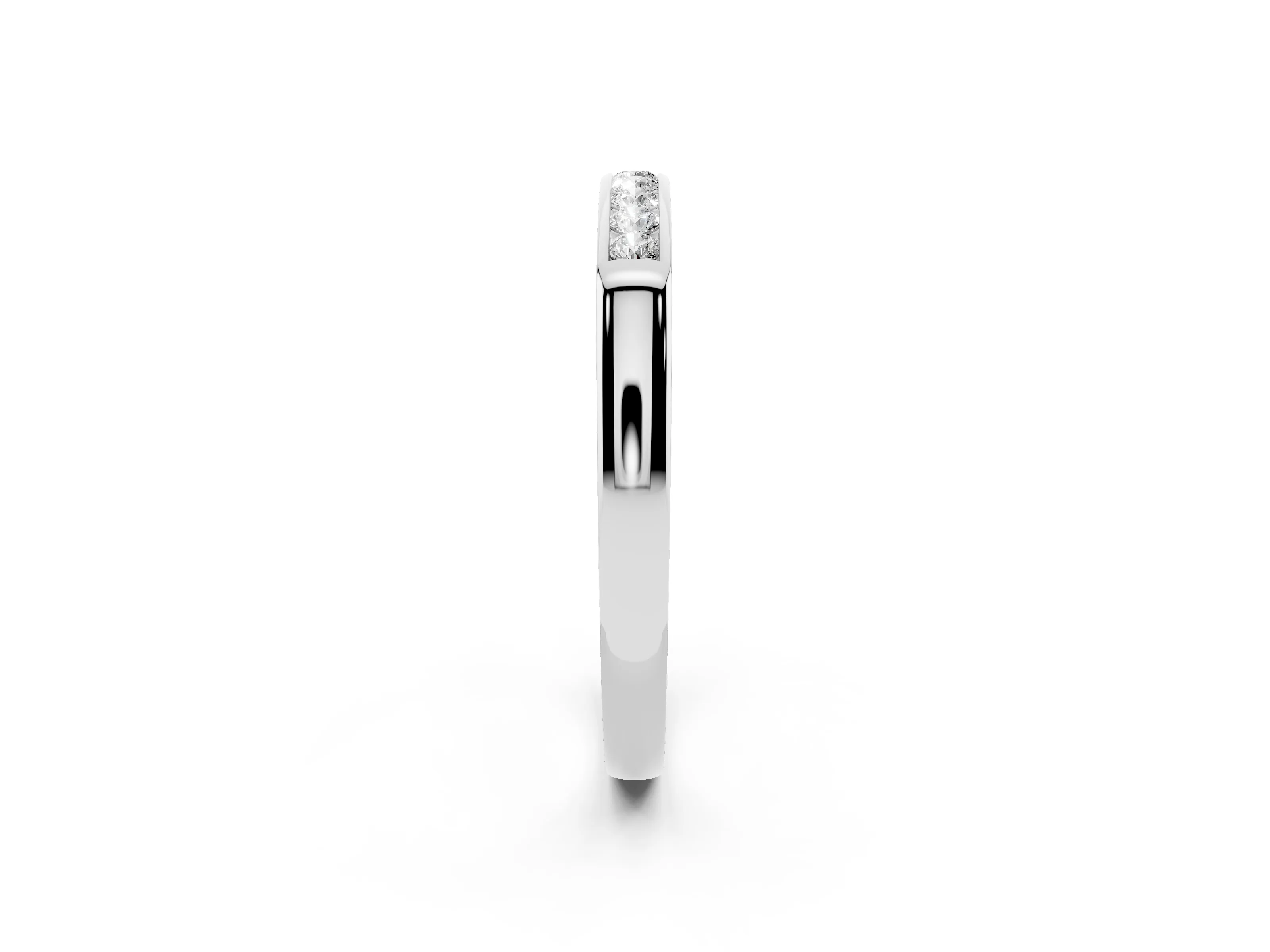 Round Diamond Flat Band Set in Silver with Six-Stone Channel Setting