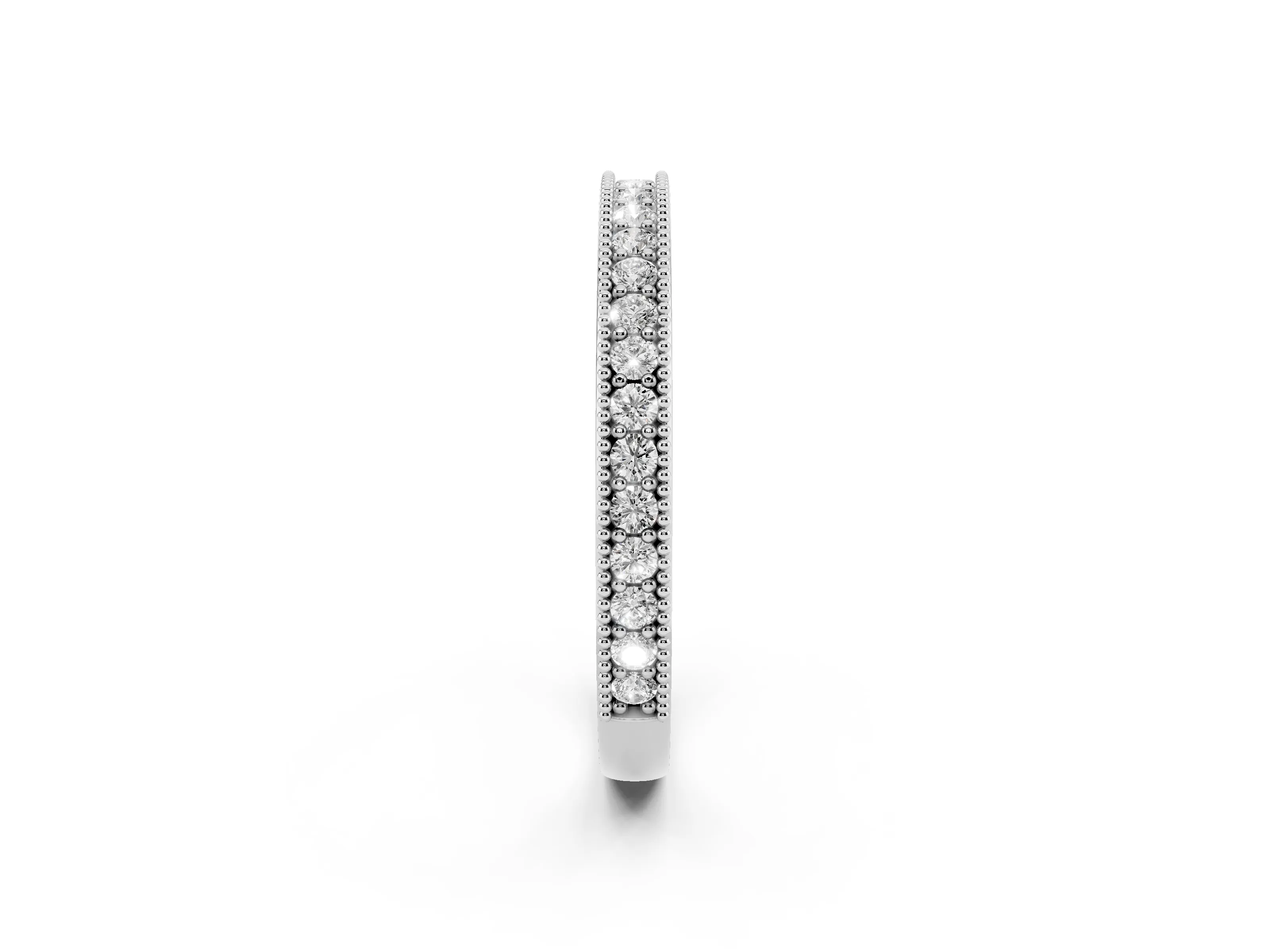 Round Diamond Pavé Eternity Band Set in Silver with Milgrain Edge Trim