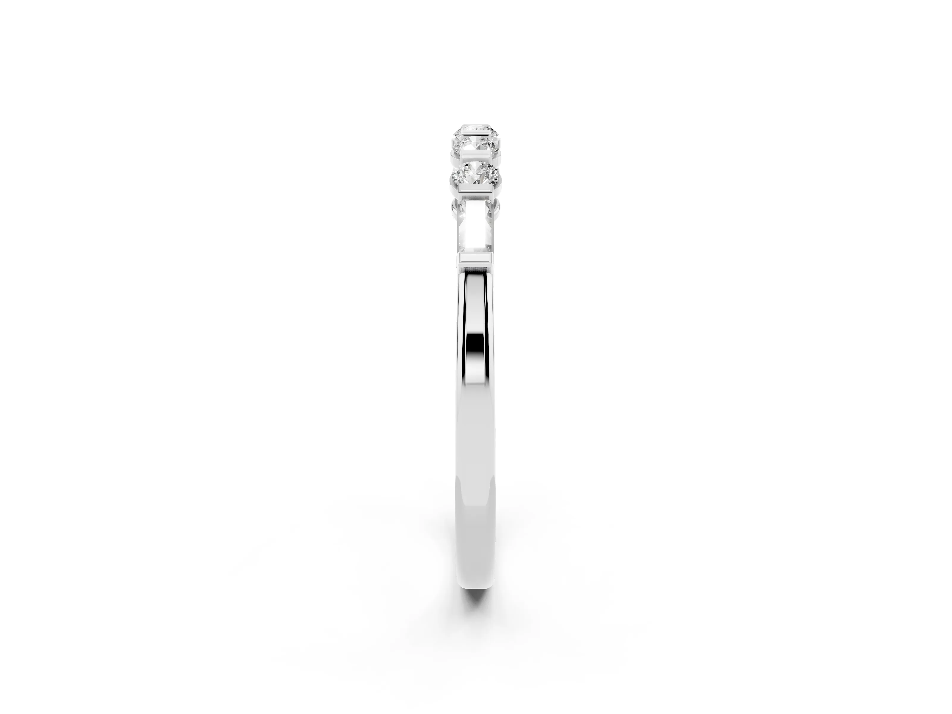 Round and Baguette Diamond Half Eternity Band Set in Platinum with Prong Setting
