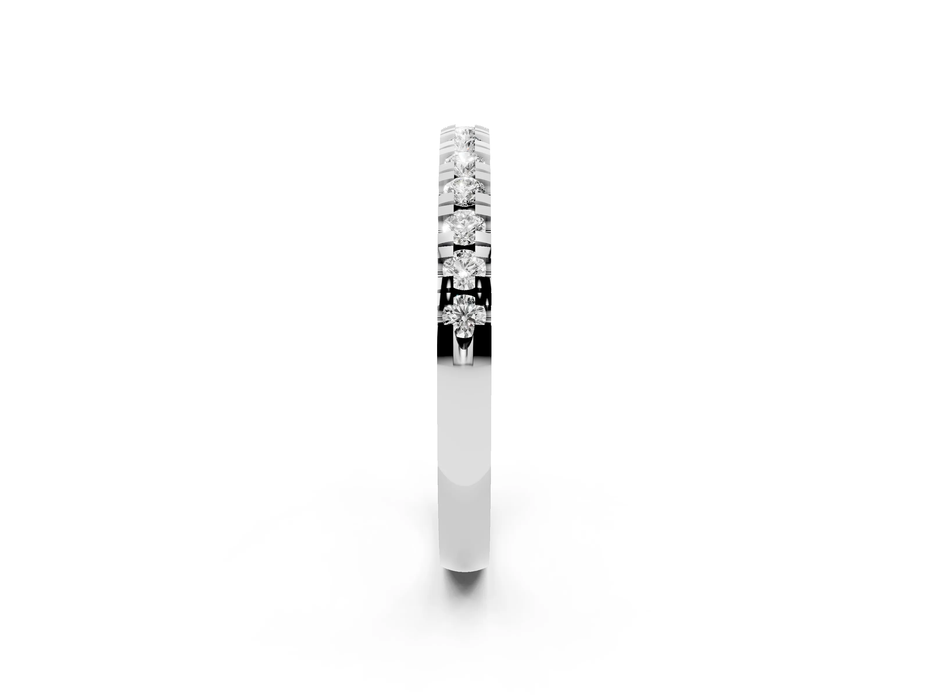Round Cut Diamond Pavé Thin Band Set in White gold
