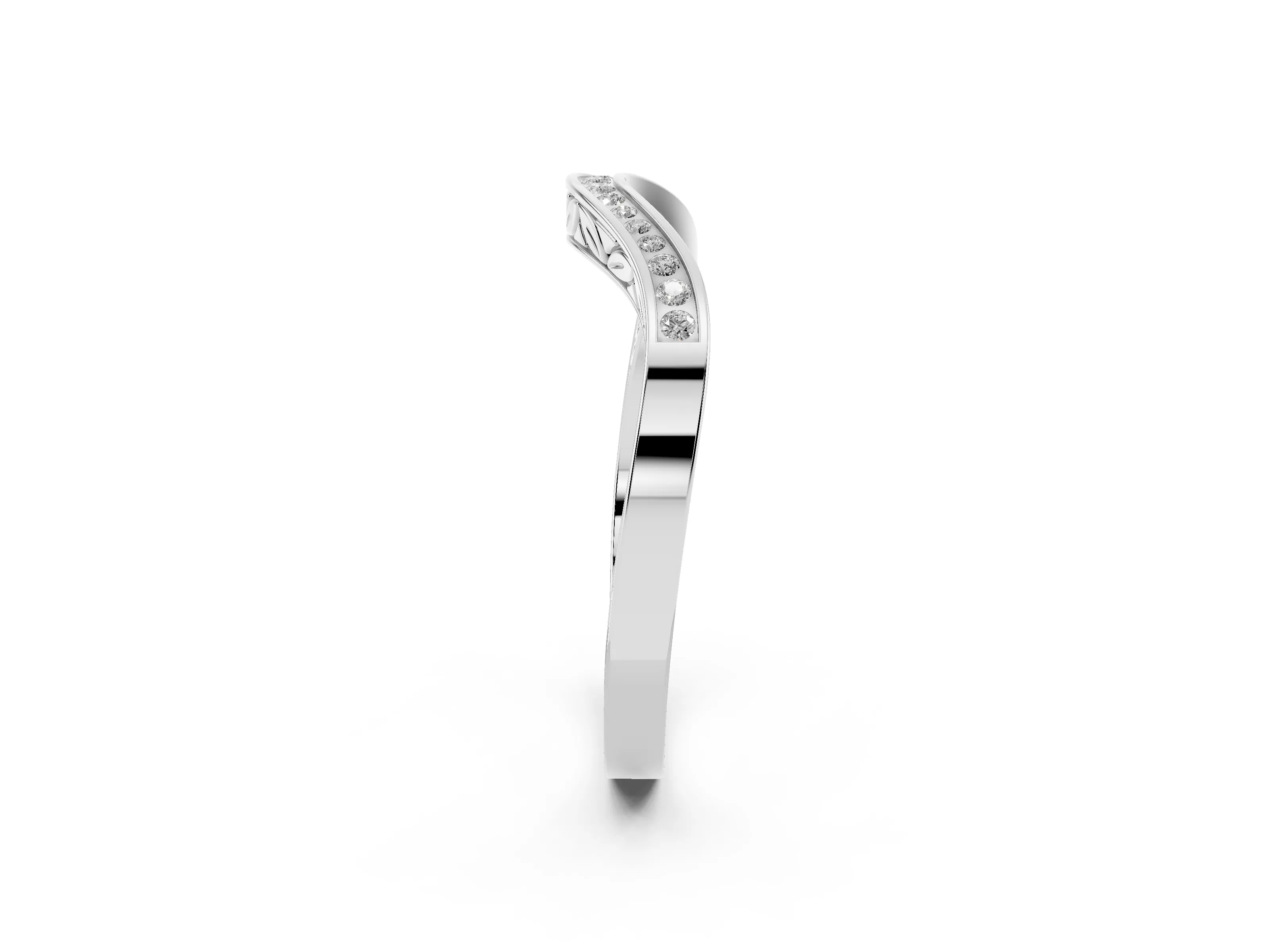 Round Diamond Wave Band Set in Silver with Channel Setting
