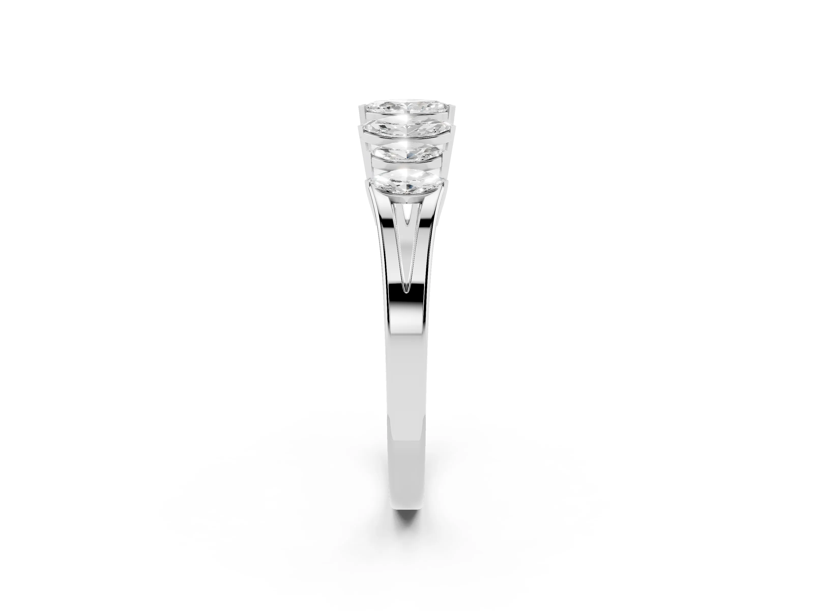 Marquise Diamond Half Eternity Band Set in White gold with Seven Prong-Set Stones