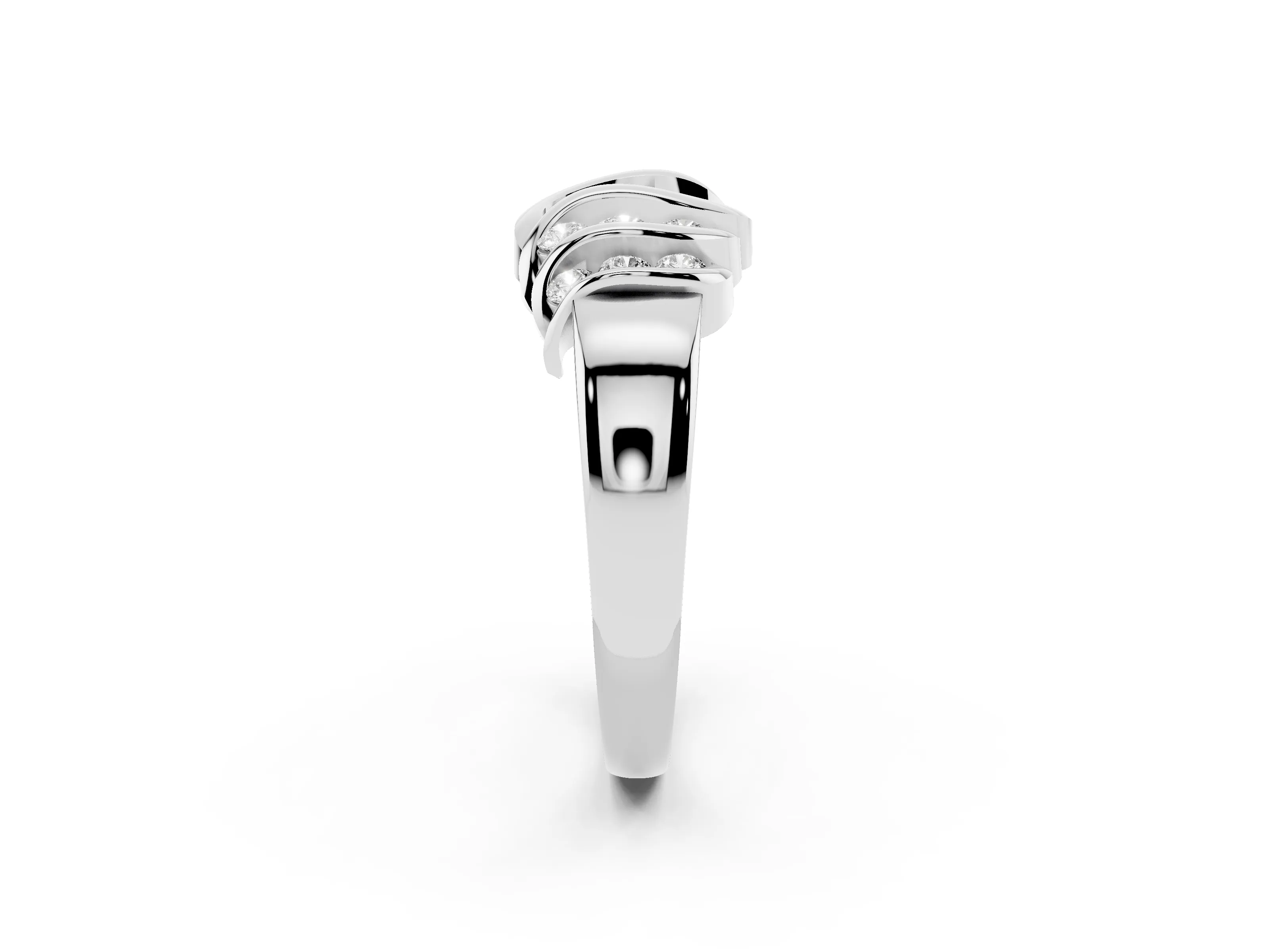 Round Diamond Multi-Row Crossover Band Set in Silver with Polished Curves