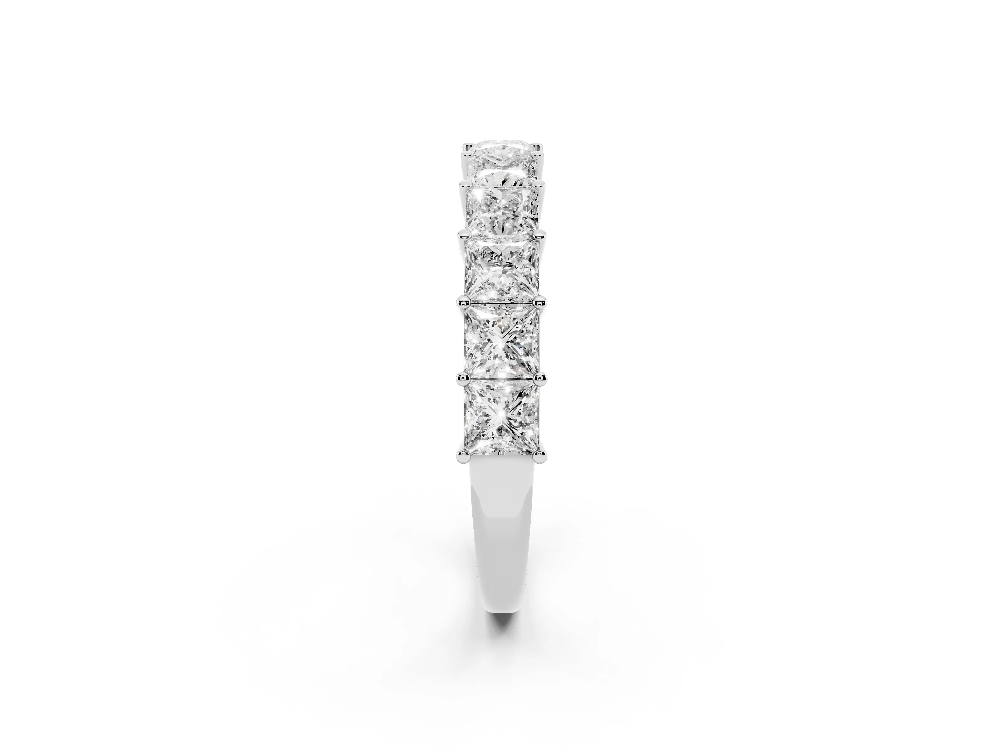 Princess Cut Diamond Half Eternity Band Set in Silver with Shared Prong Setting