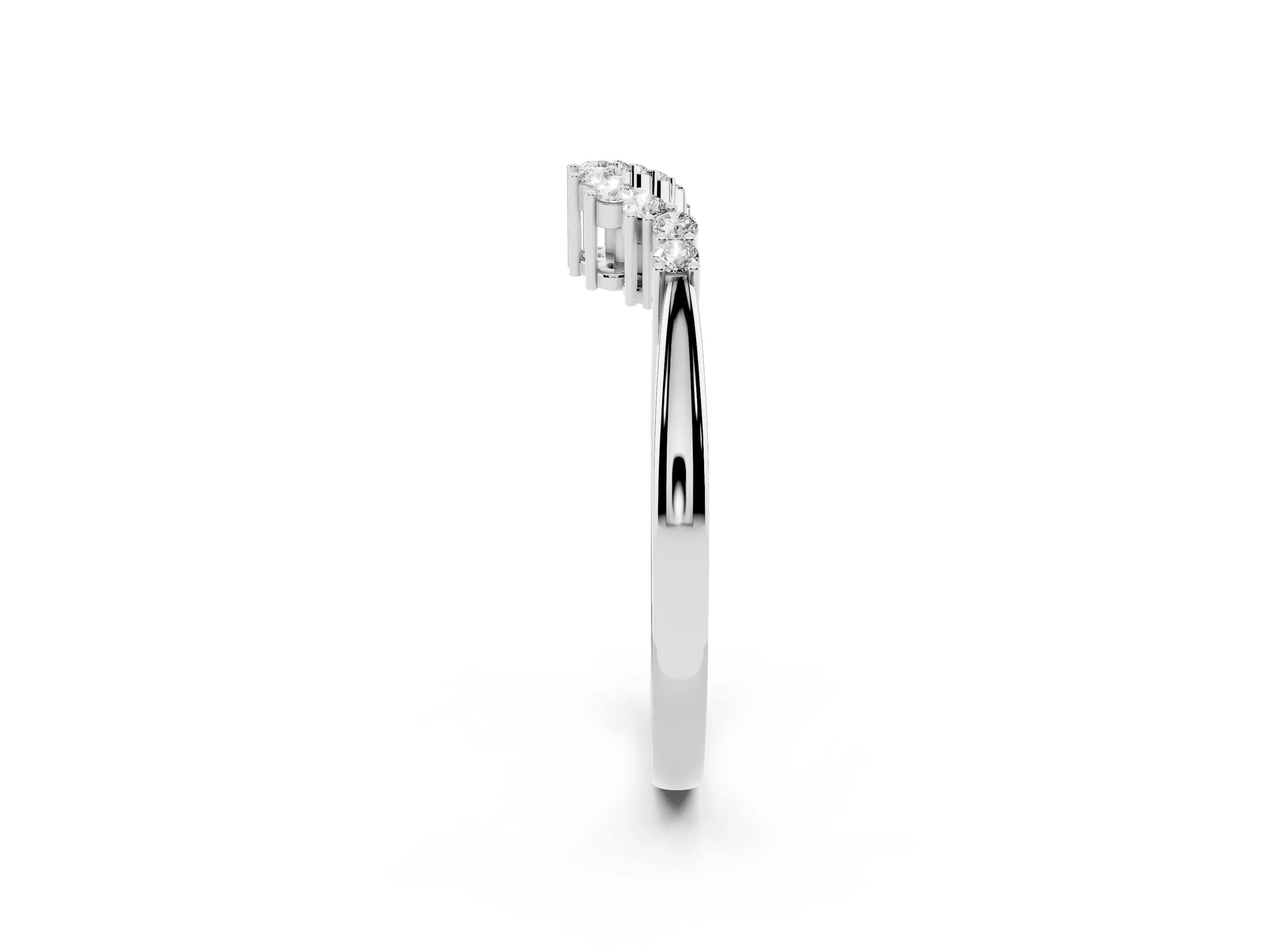 Round Diamond V-Shaped Band Set in Silver with Prong-Set Row