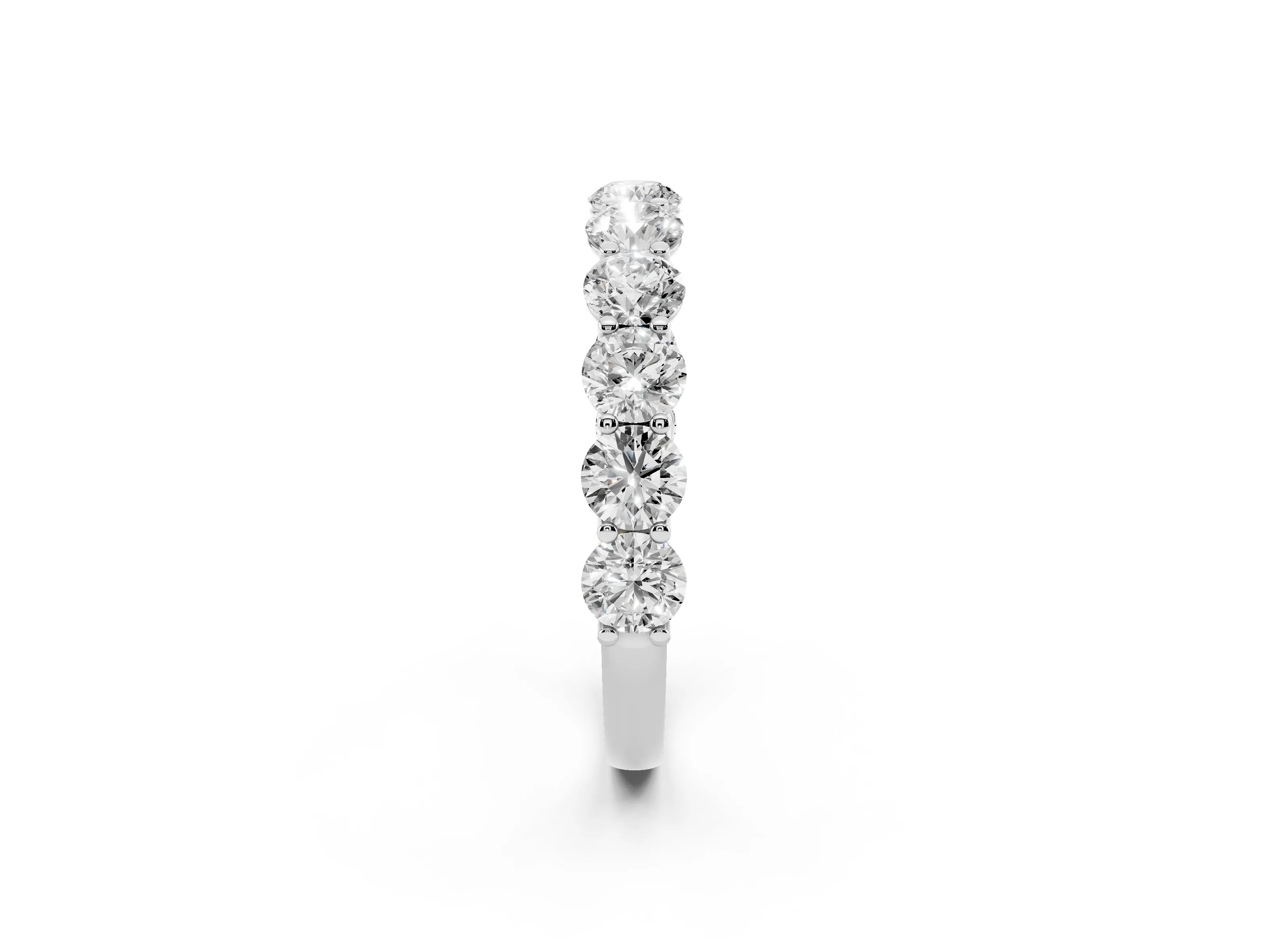 Round Diamond Shared Prong Eternity Band Set in Silver