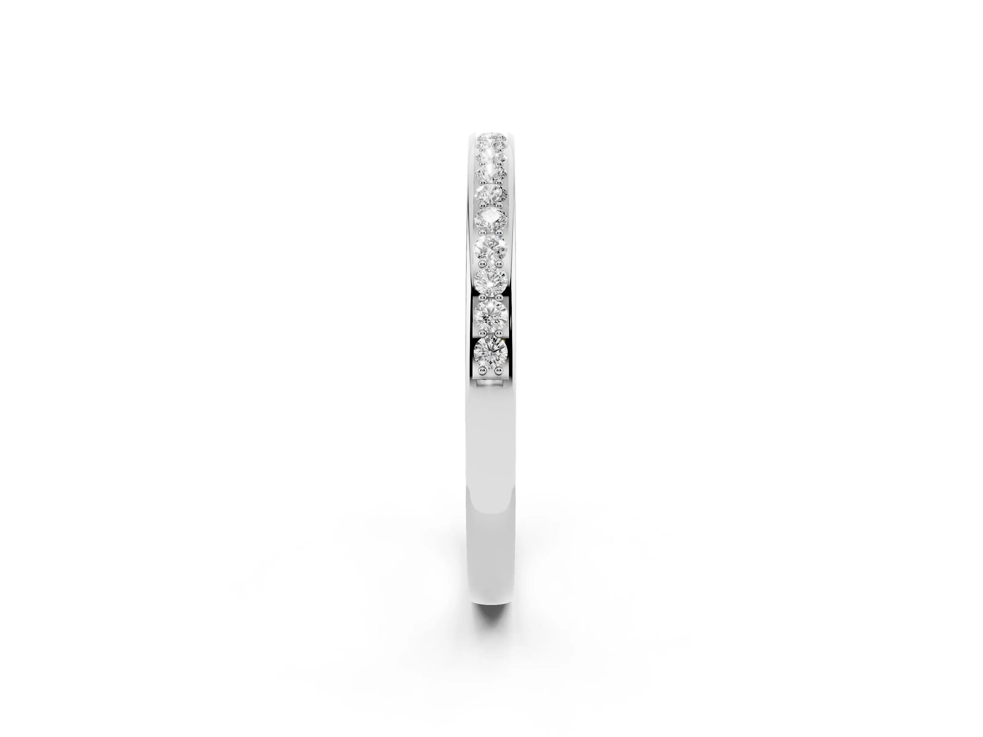 Round Diamond Pavé Half Eternity Band Set in White gold with Open Lower Shank