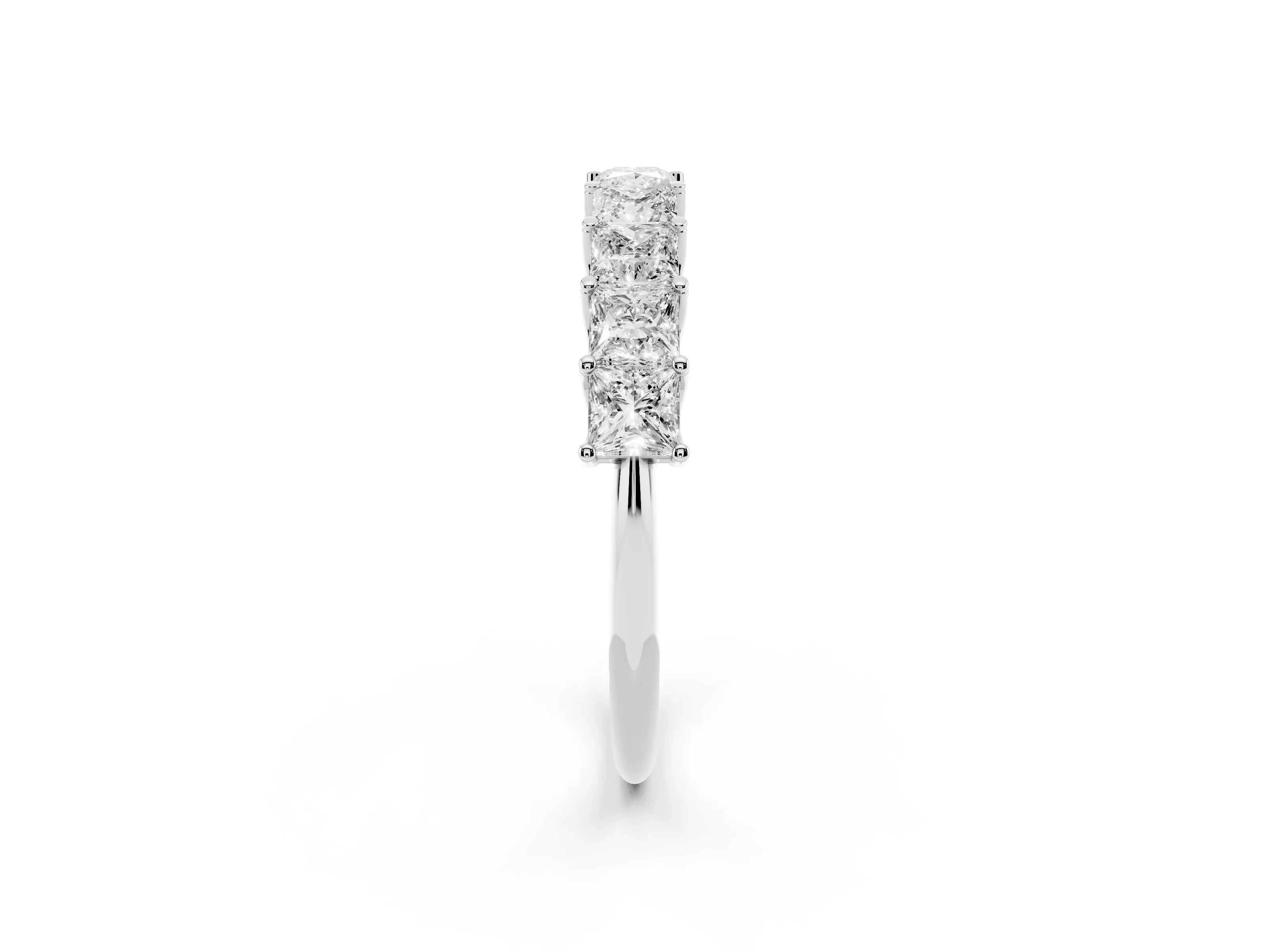 Princess Cut Diamond Channel Eternity Band Set in Silver with Prong Detailing