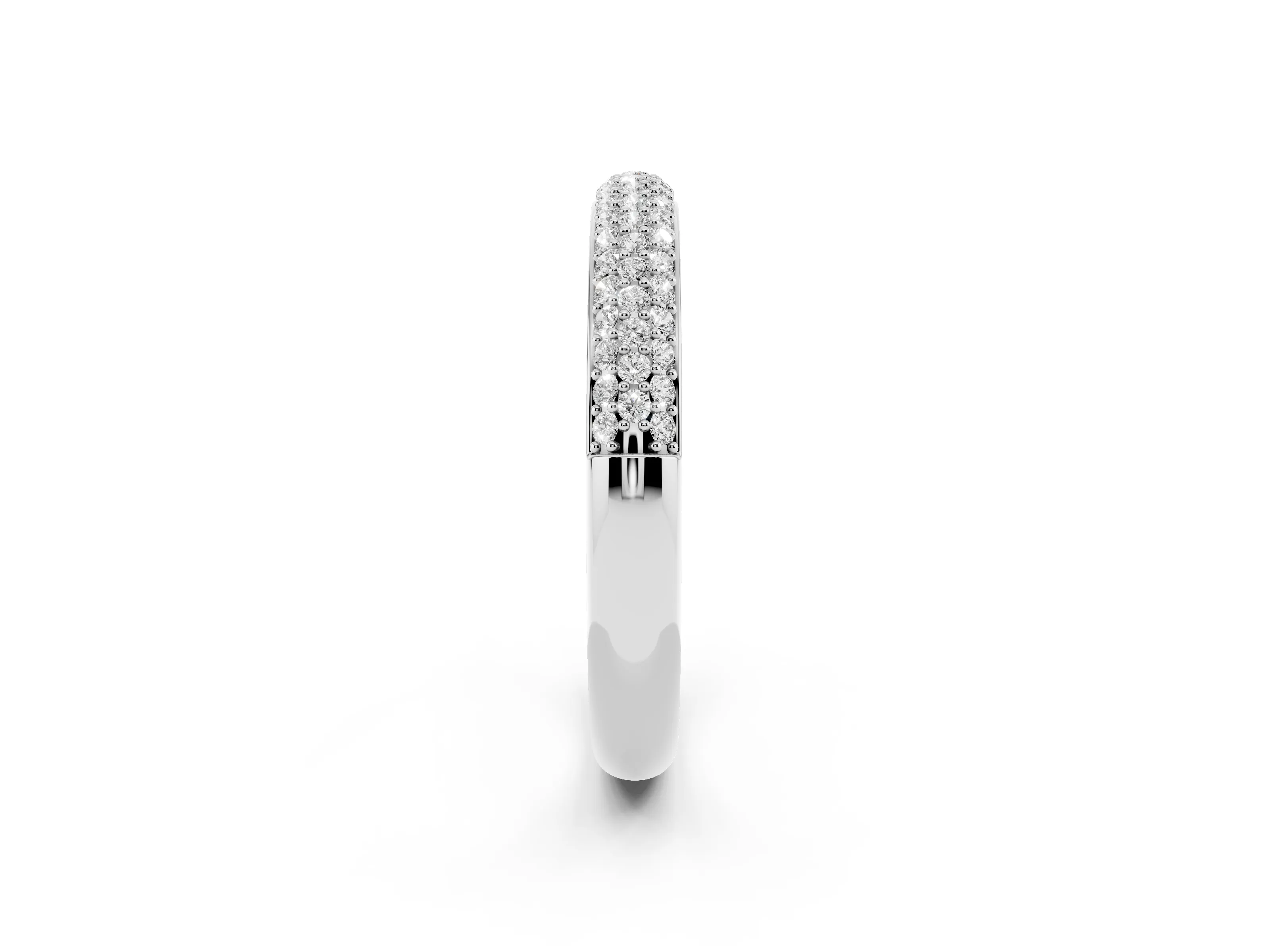 Round Diamond Three-Row Pavé Eternity Band Set in White gold with Shared Prongs