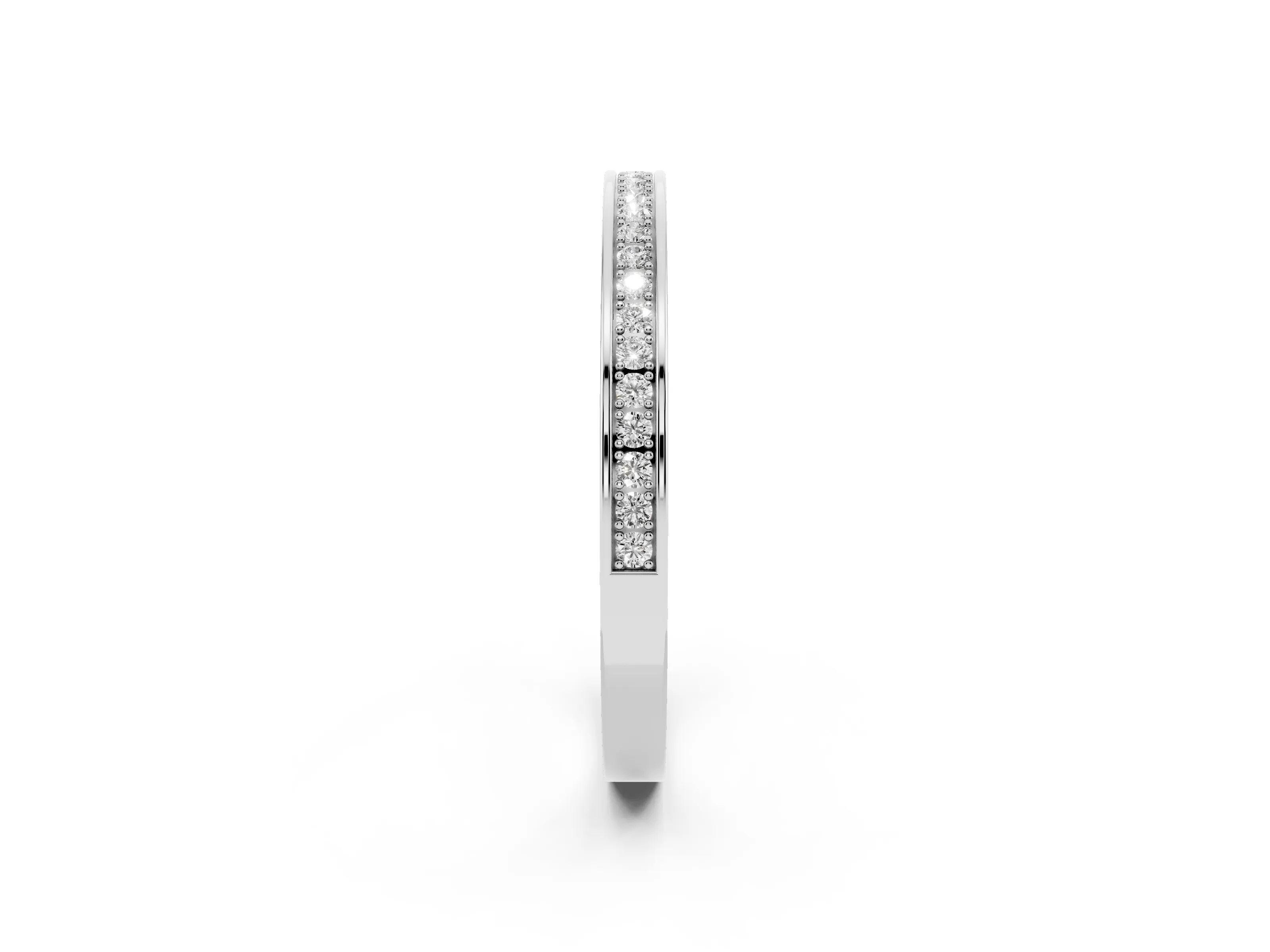 Round Diamond Channel Band Set in White gold with Milgrain Engraving