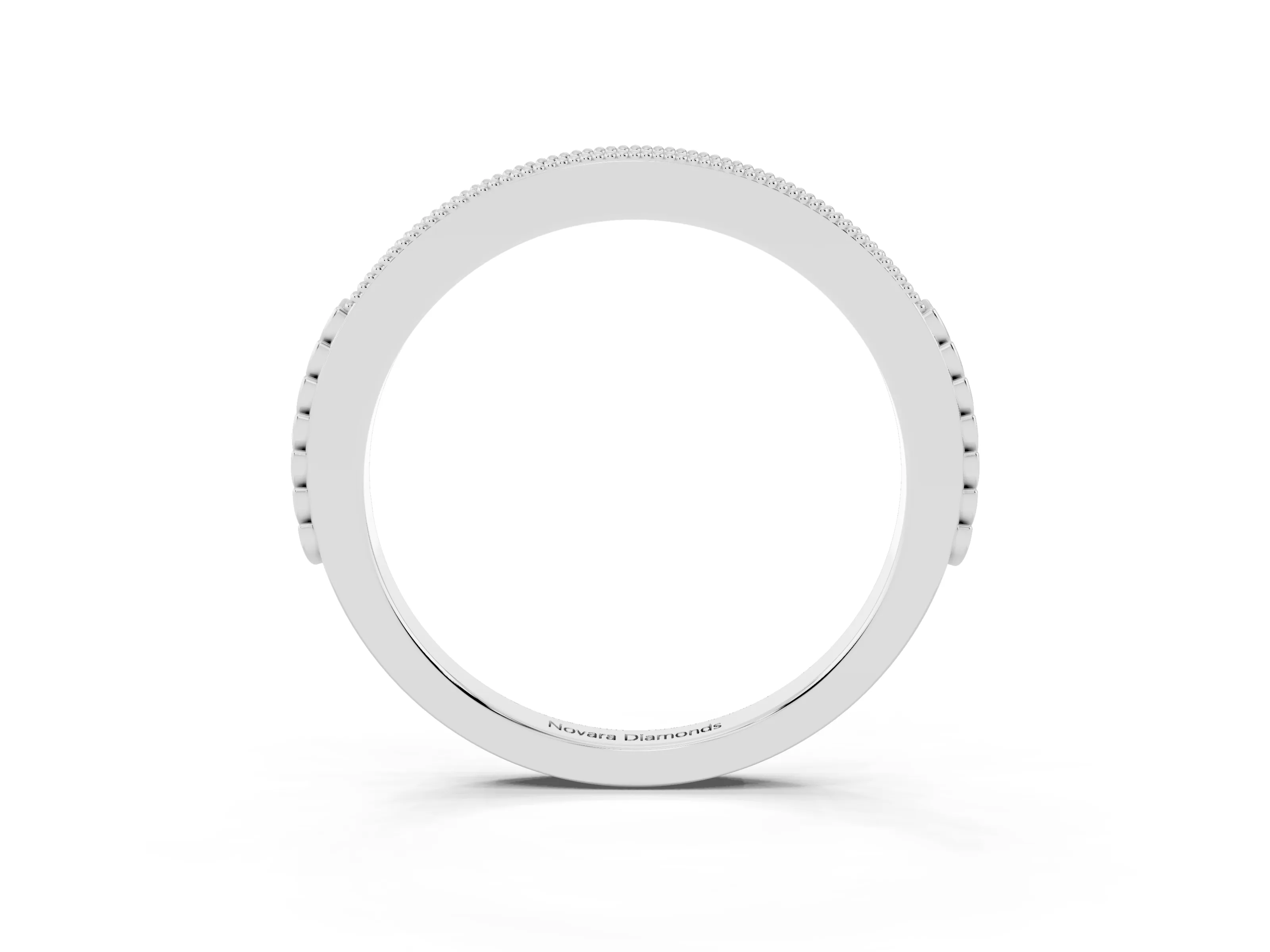 Round Cut Diamond Pavé Eternity Band Set in White gold with Beaded Milgrain Edge