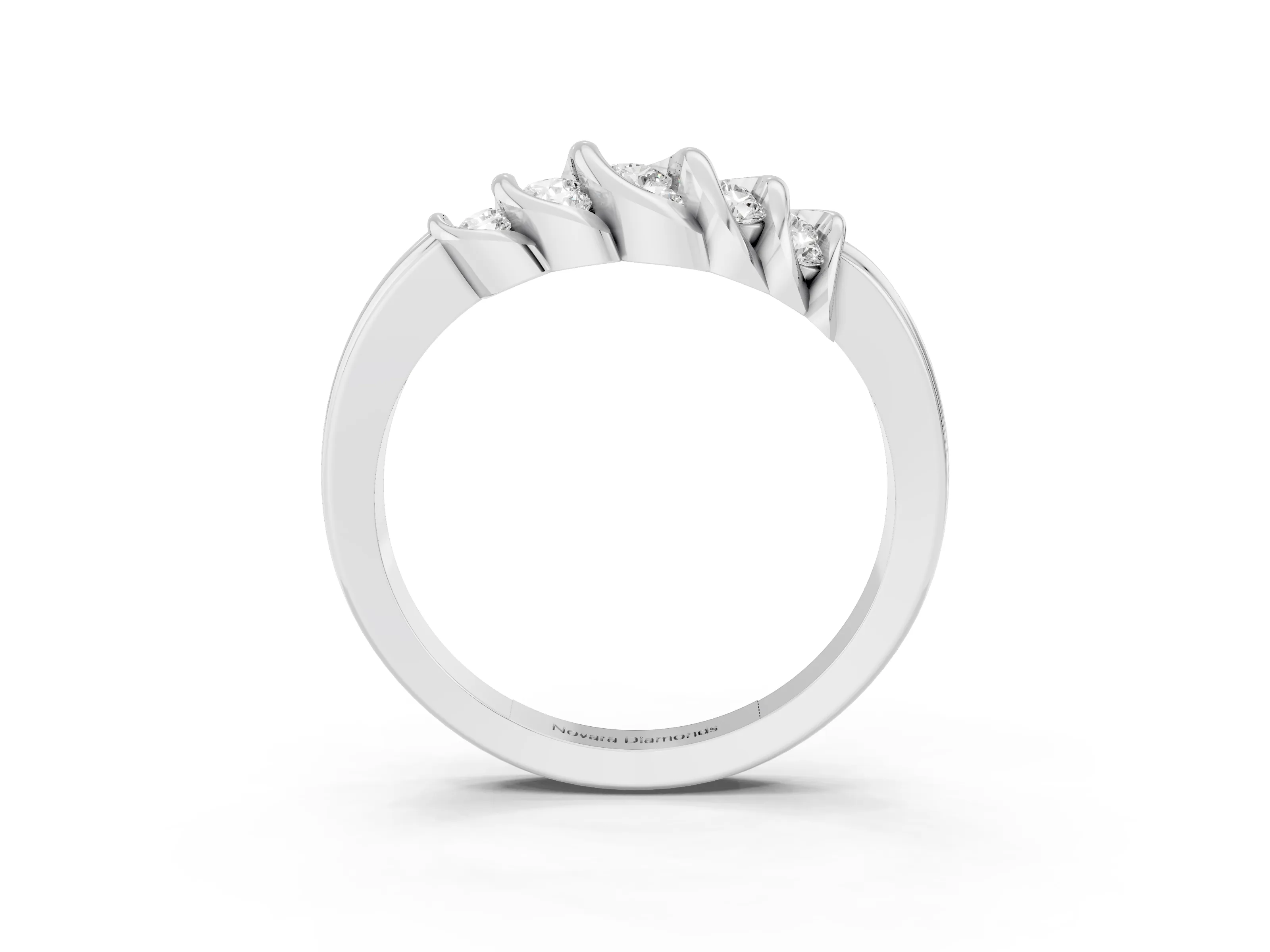 Round Diamond Multi-Row Crossover Band Set in Silver with Polished Curves