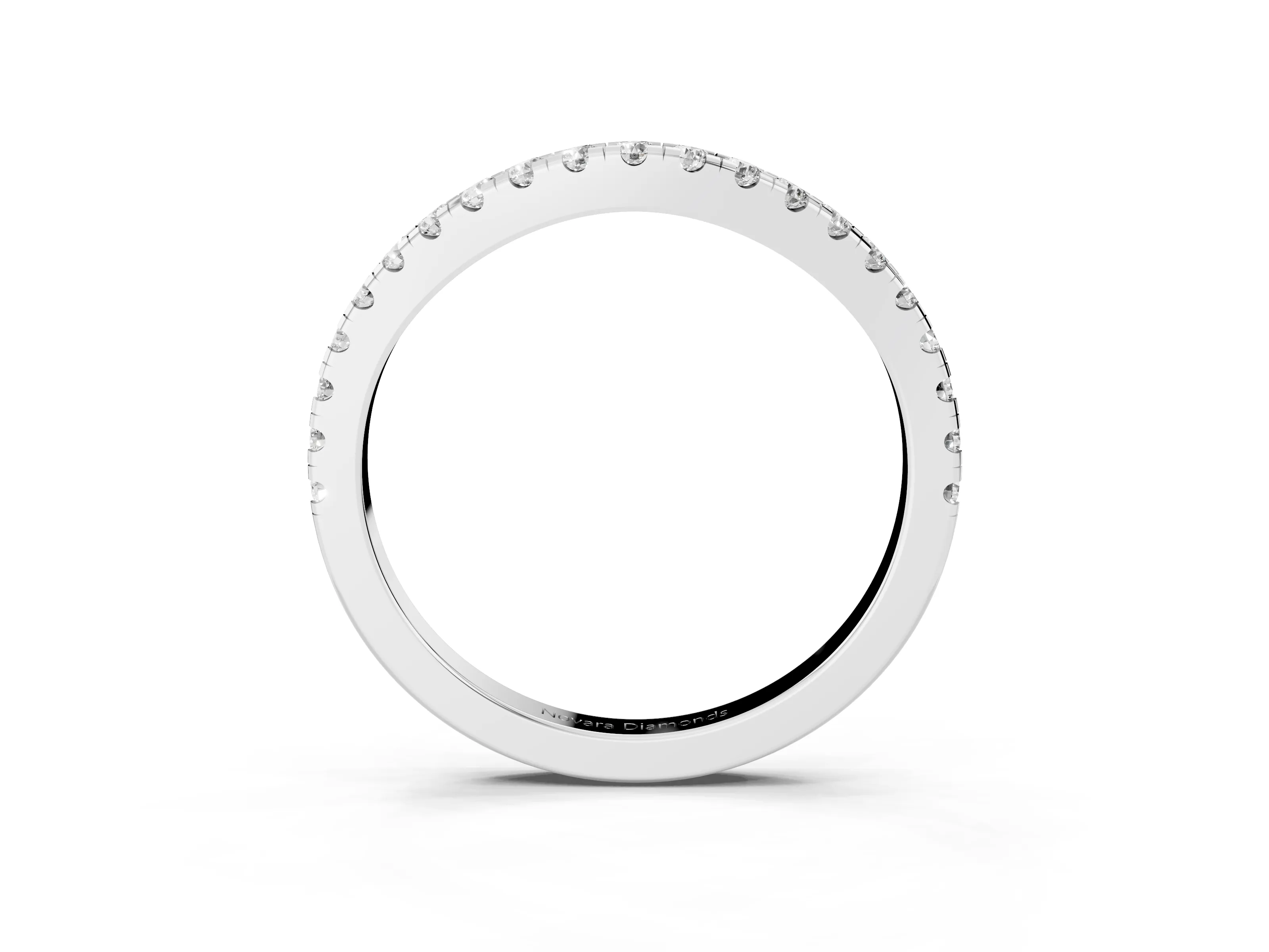 Round Diamond Classic Half Eternity Band Set in Silver with Pavé Shared Prongs